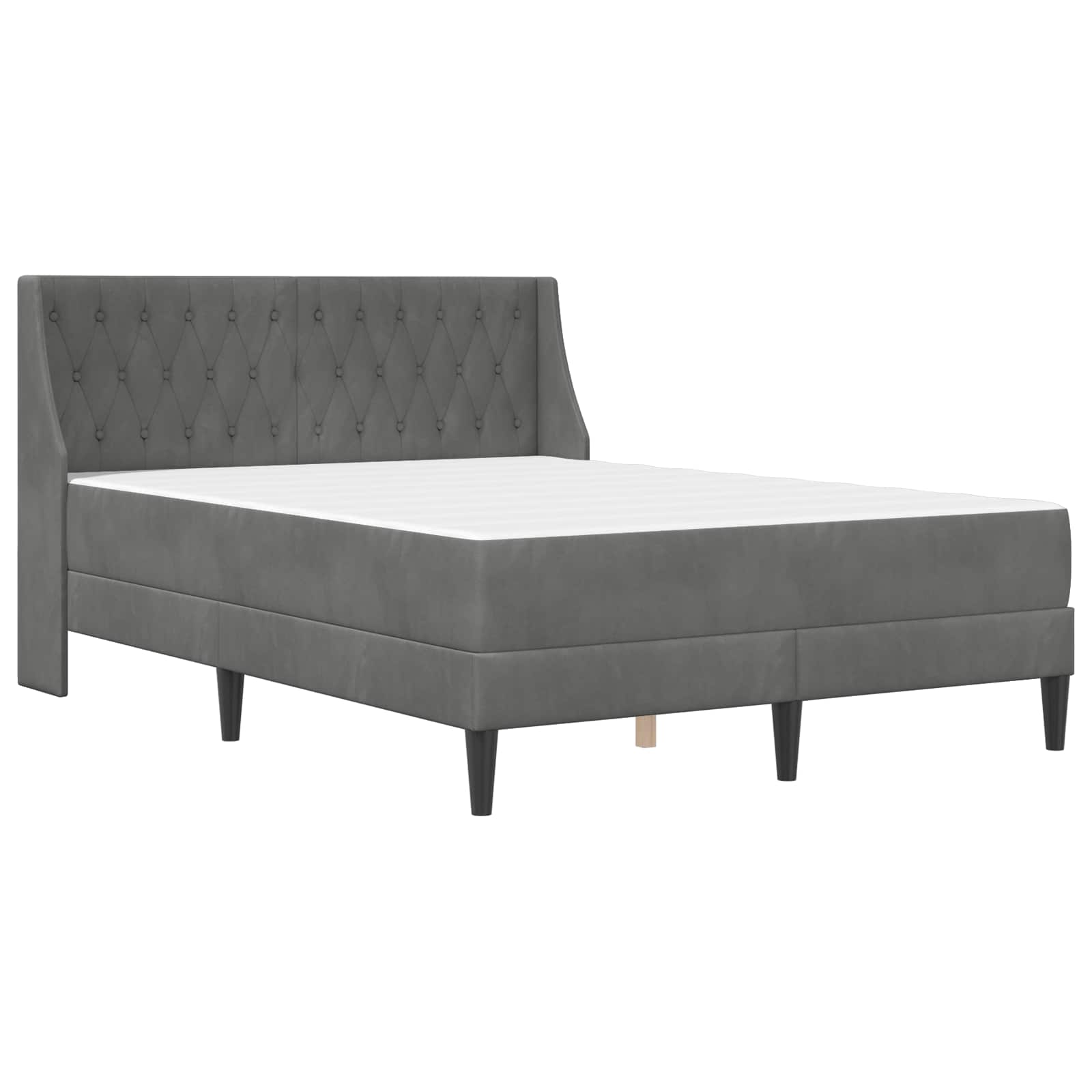 Cadre de lit avec matelas Gris foncé 137 x 190 cm Velours - XIOS