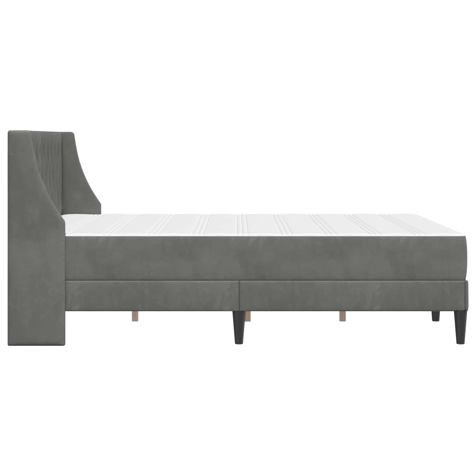 Cadre de lit avec matelas Gris foncé 137 x 190 cm Velours - XIOS