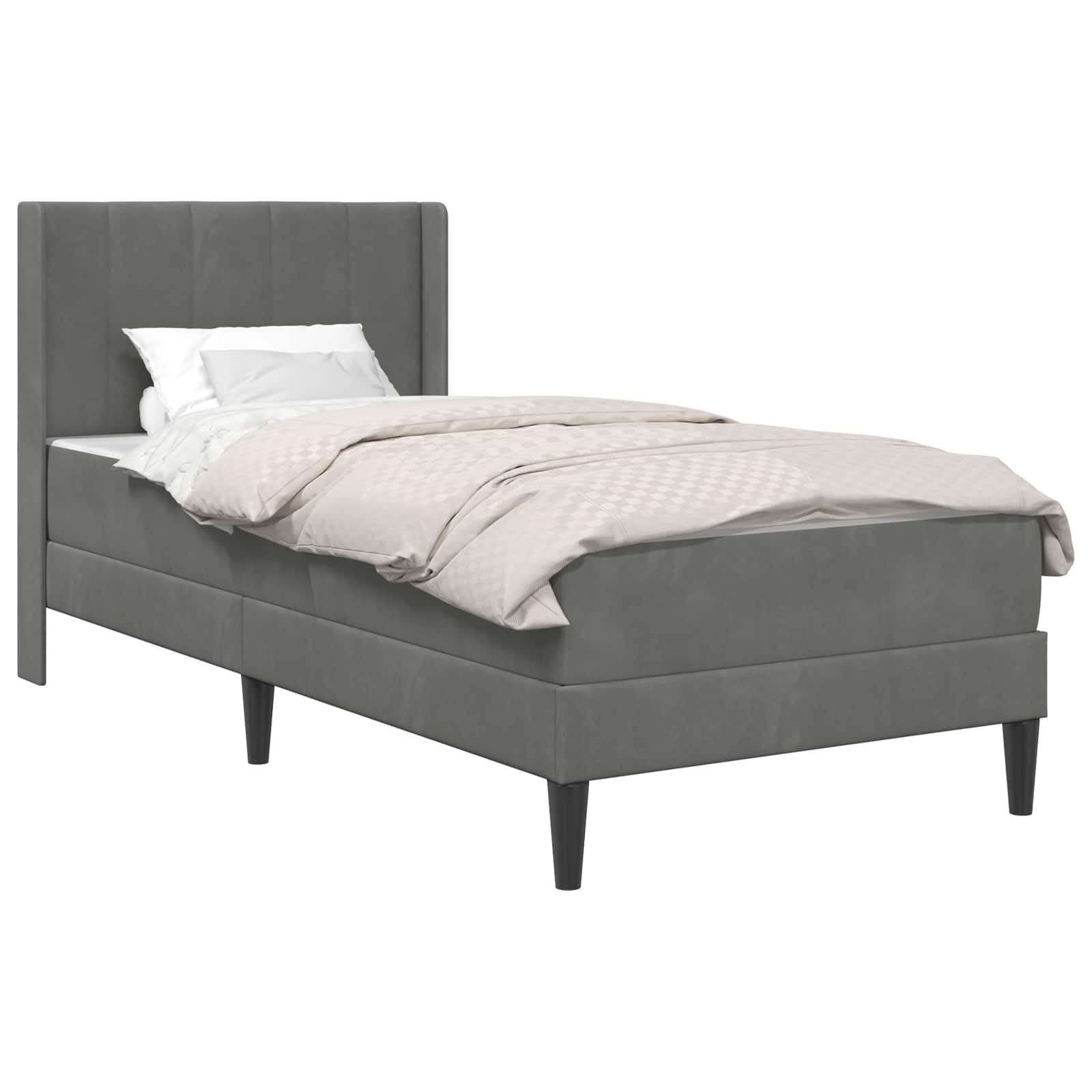 Cadre de lit avec matelas Gris foncé 90 x 200 cm Velours - XIOS