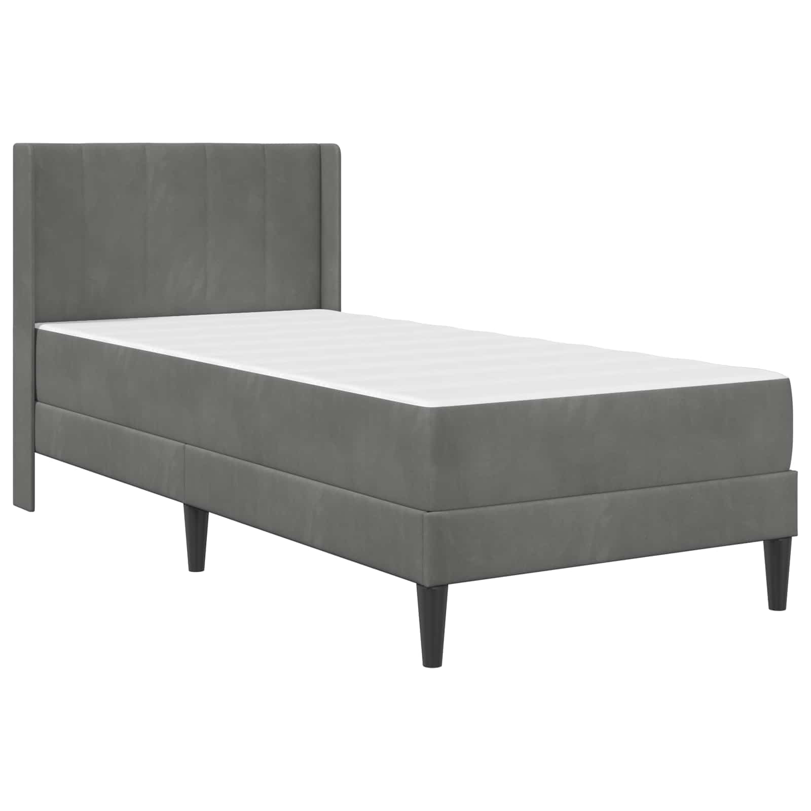 Cadre de lit avec matelas Gris foncé 90 x 200 cm Velours - XIOS