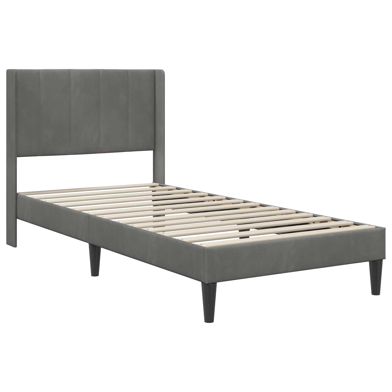 Cadre de lit avec matelas Gris foncé 90 x 200 cm Velours - XIOS