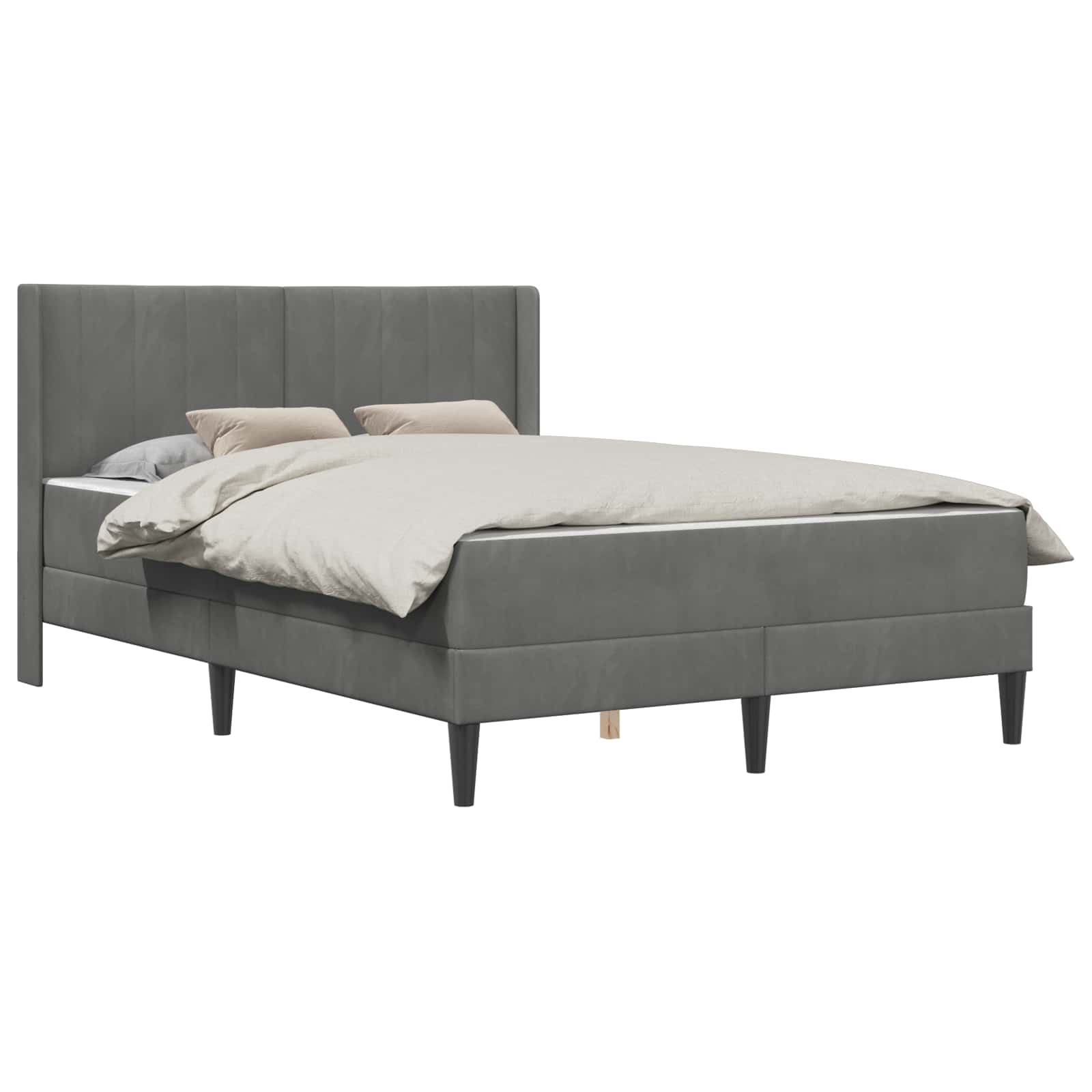 Cadre de lit avec matelas Gris foncé 137 x 190 cm Velours - XIOS