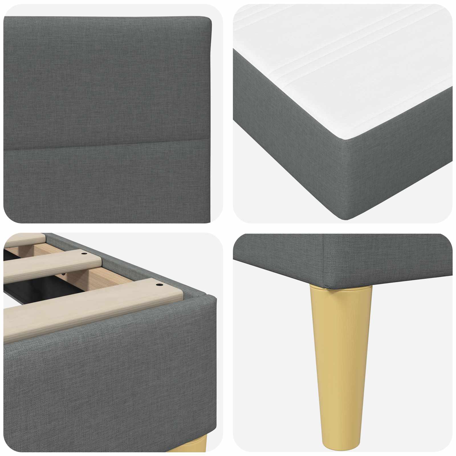 Cadre de lit avec matelas Gris foncé 90 x 190 cm tissu - XIOS