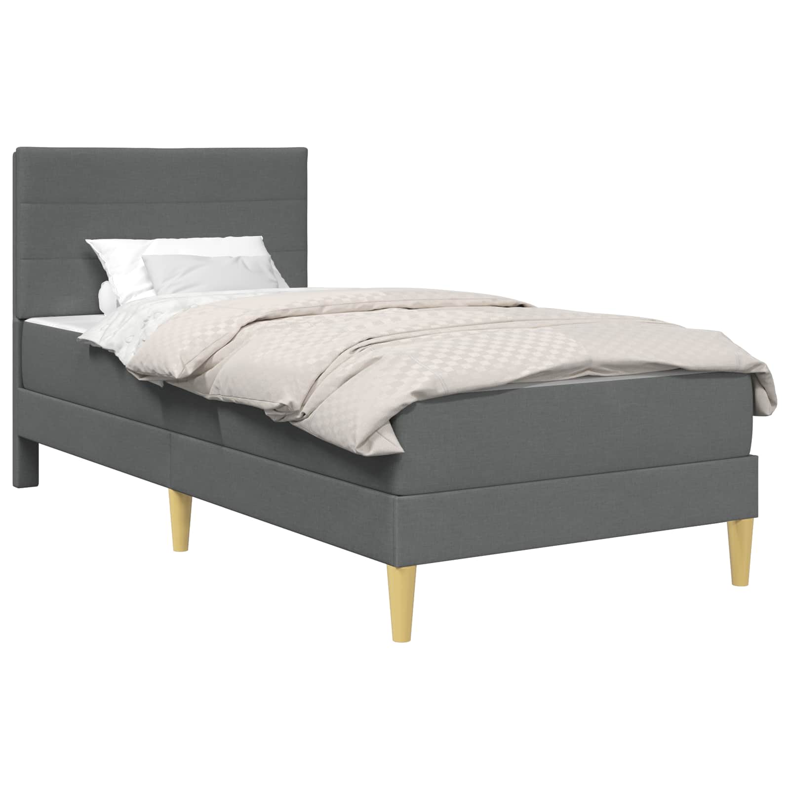 Cadre de lit avec matelas Gris foncé 90 x 190 cm tissu - XIOS