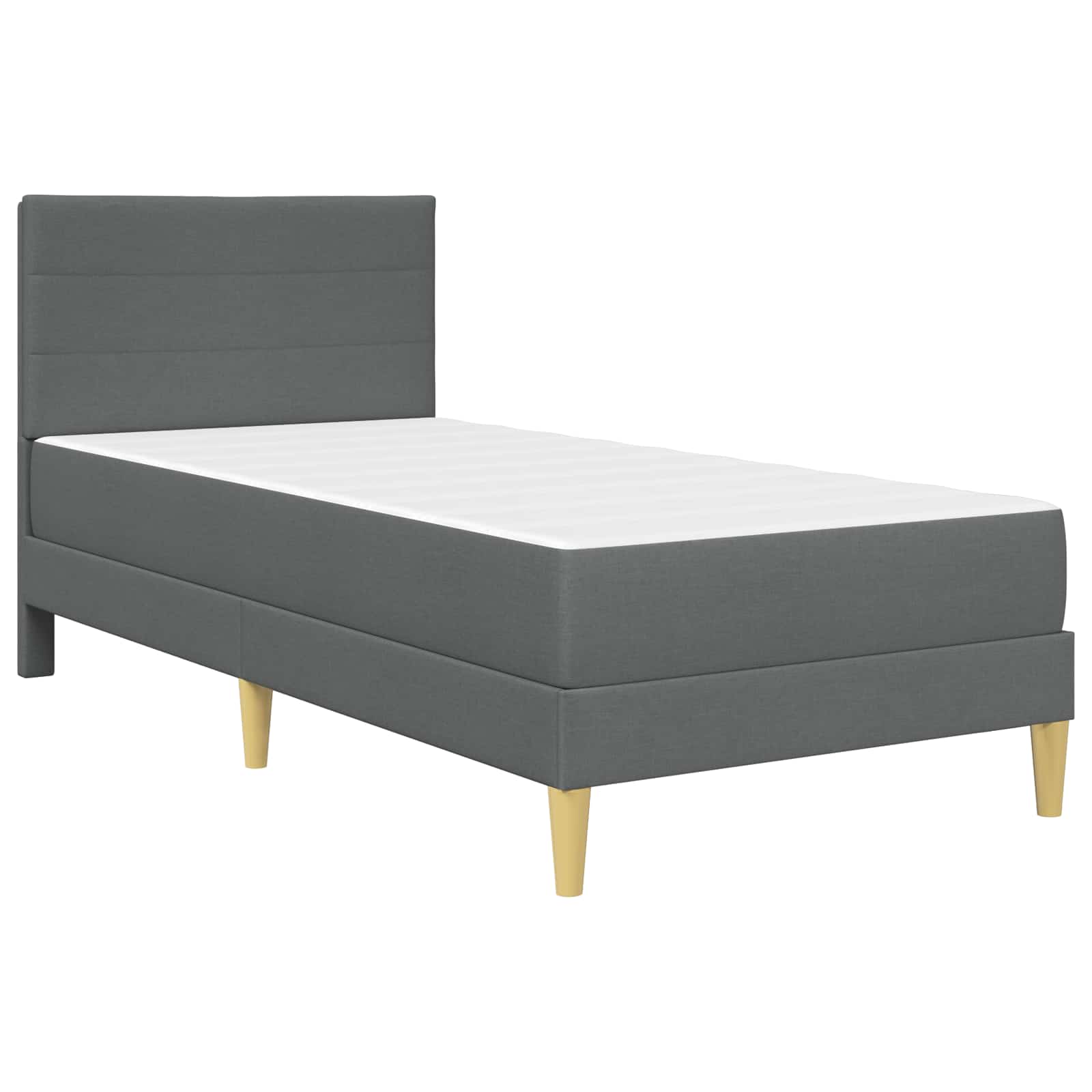 Cadre de lit avec matelas Gris foncé 90 x 190 cm tissu - XIOS