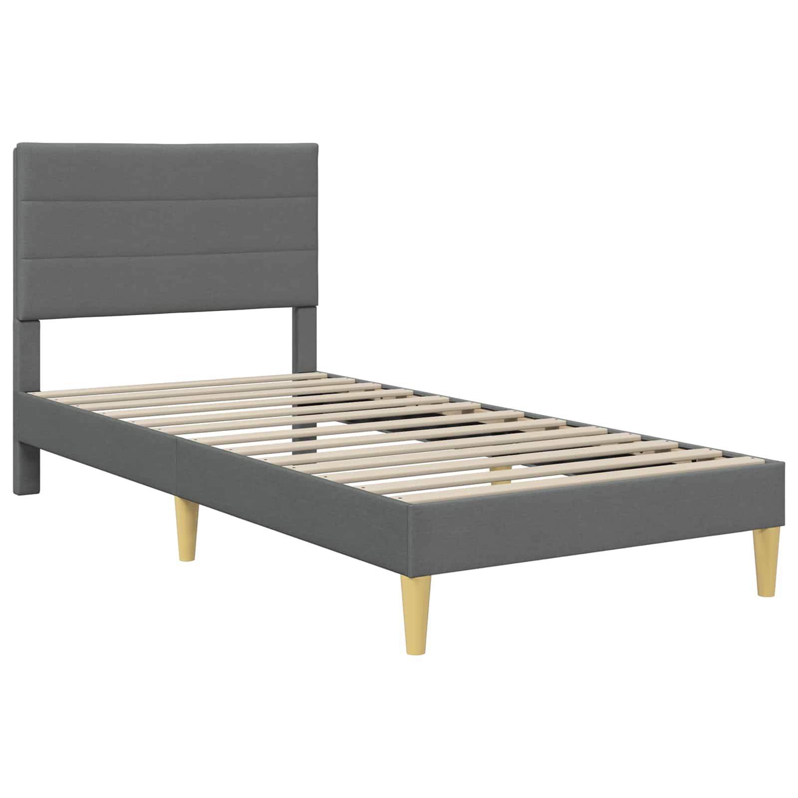 Cadre de lit avec matelas Gris foncé 90 x 190 cm tissu - XIOS