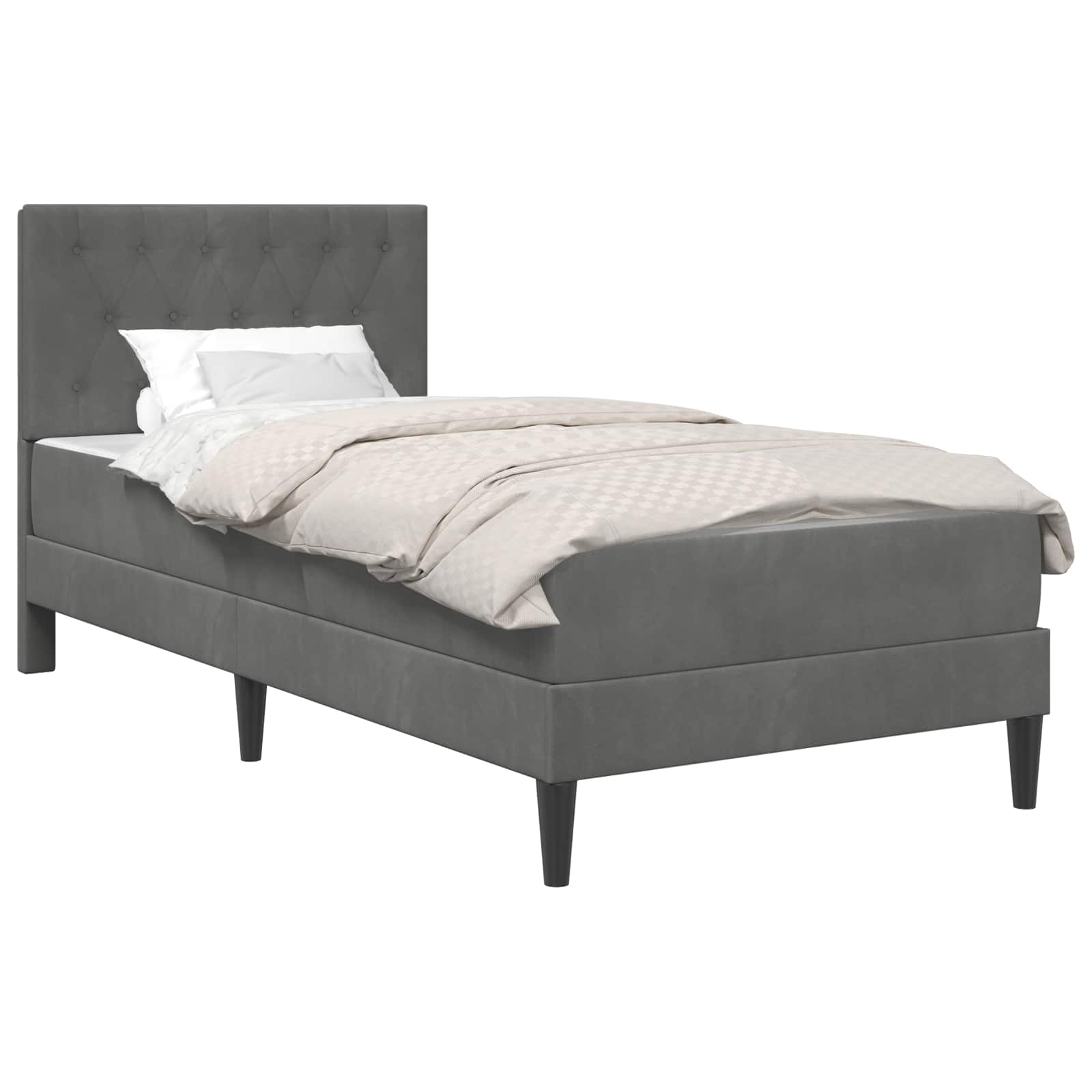 Cadre de lit avec matelas Gris foncé 90 x 190 cm Velours - XIOS