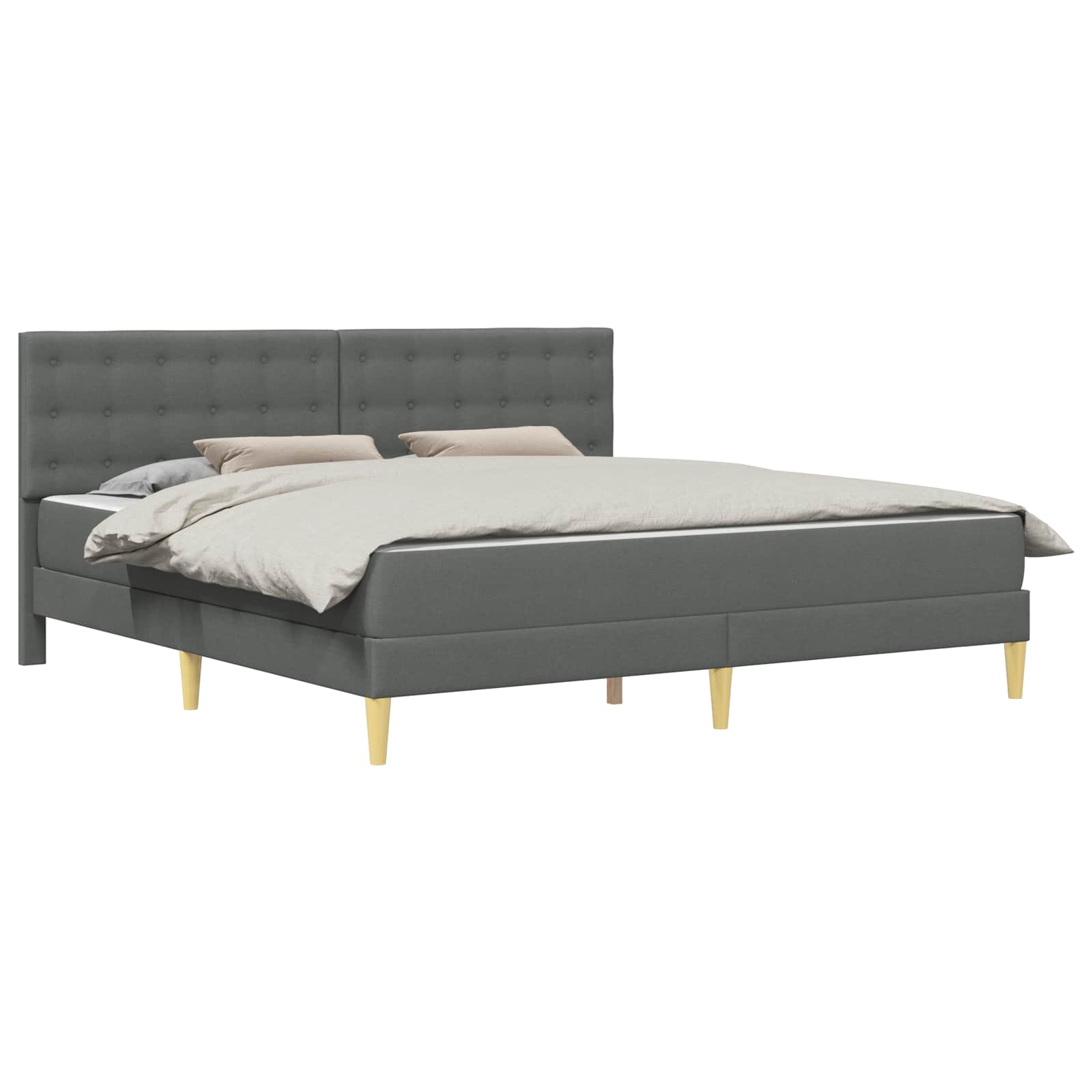 Cadre de lit avec matelas Gris foncé 180 x 200 cm tissu - XIOS