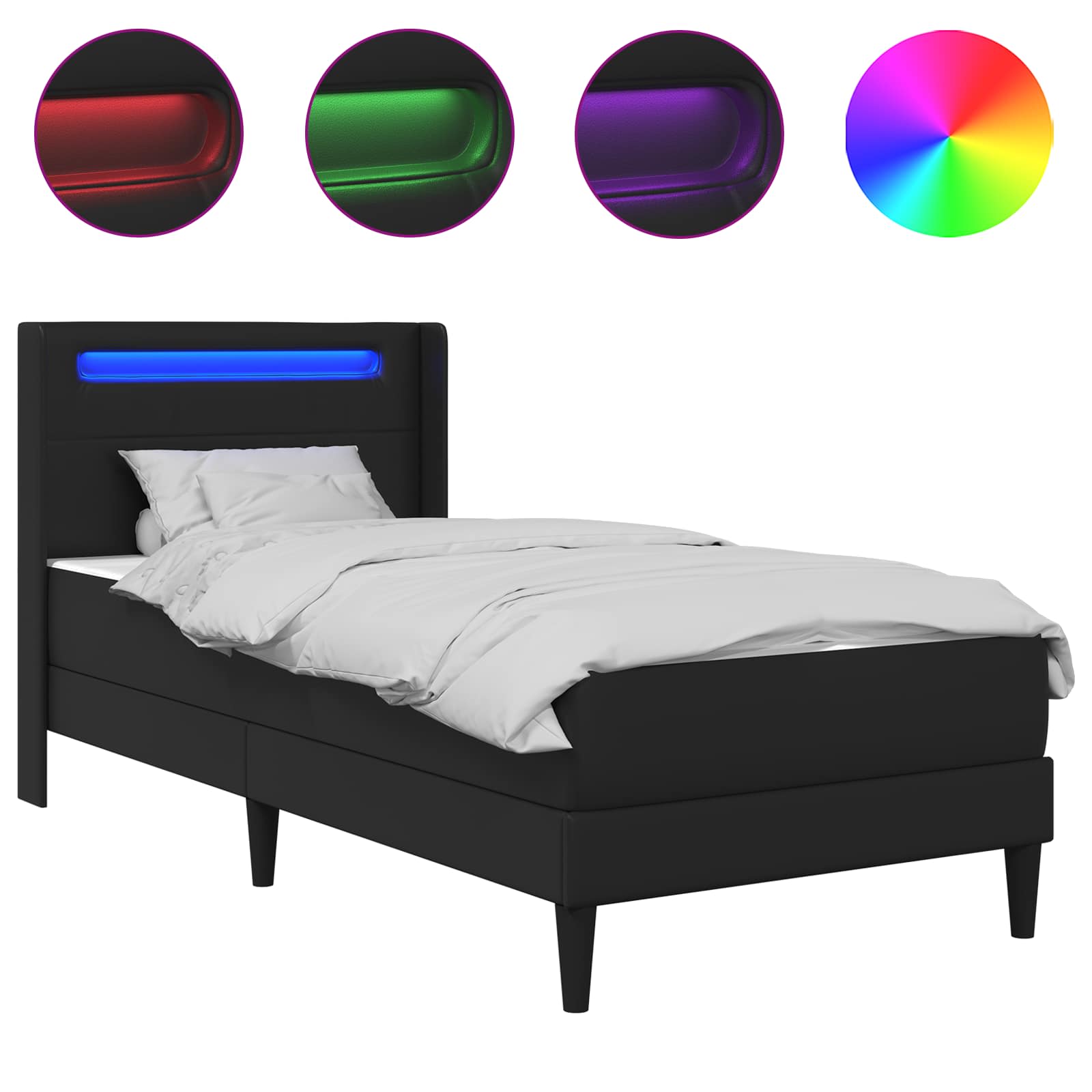 Cadre de lit avec matelas Noir 90 x 190 cm Simili cuir - XIOS