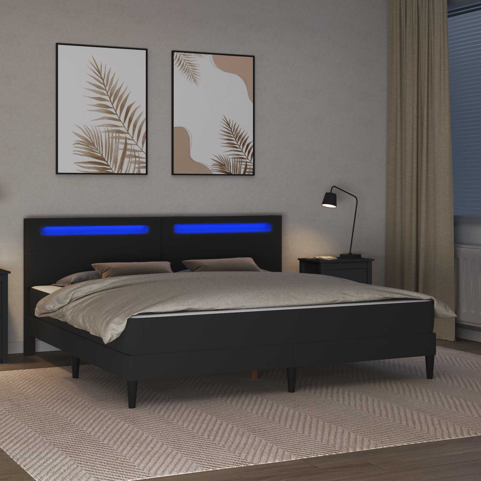 Cadre de lit avec bandes LED Noir 180 x 200 cm Simili cuir - XIOS