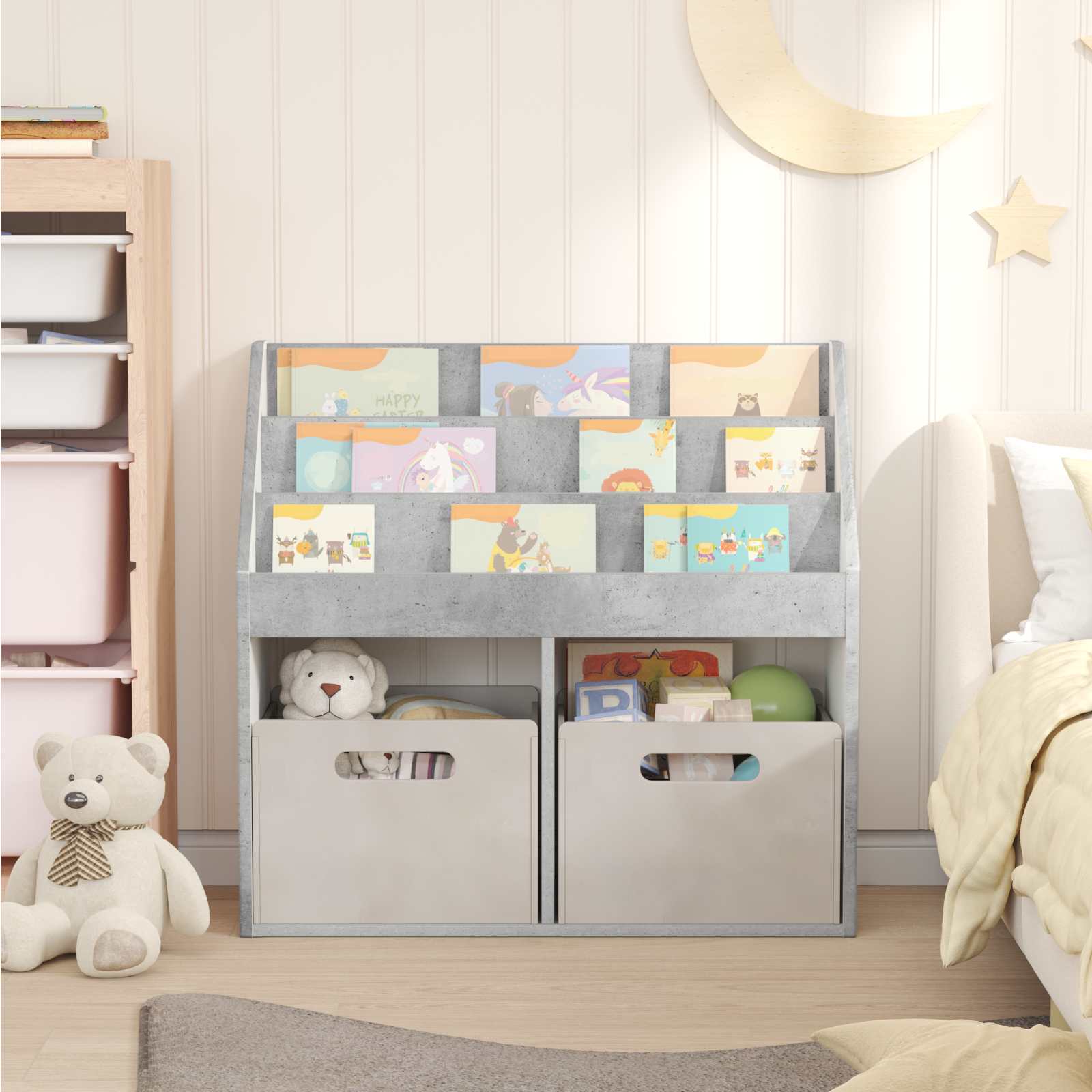 Bibliothèque pour enfants Gris béton 72,5 x 29,5 x 69 cm - XIOS
