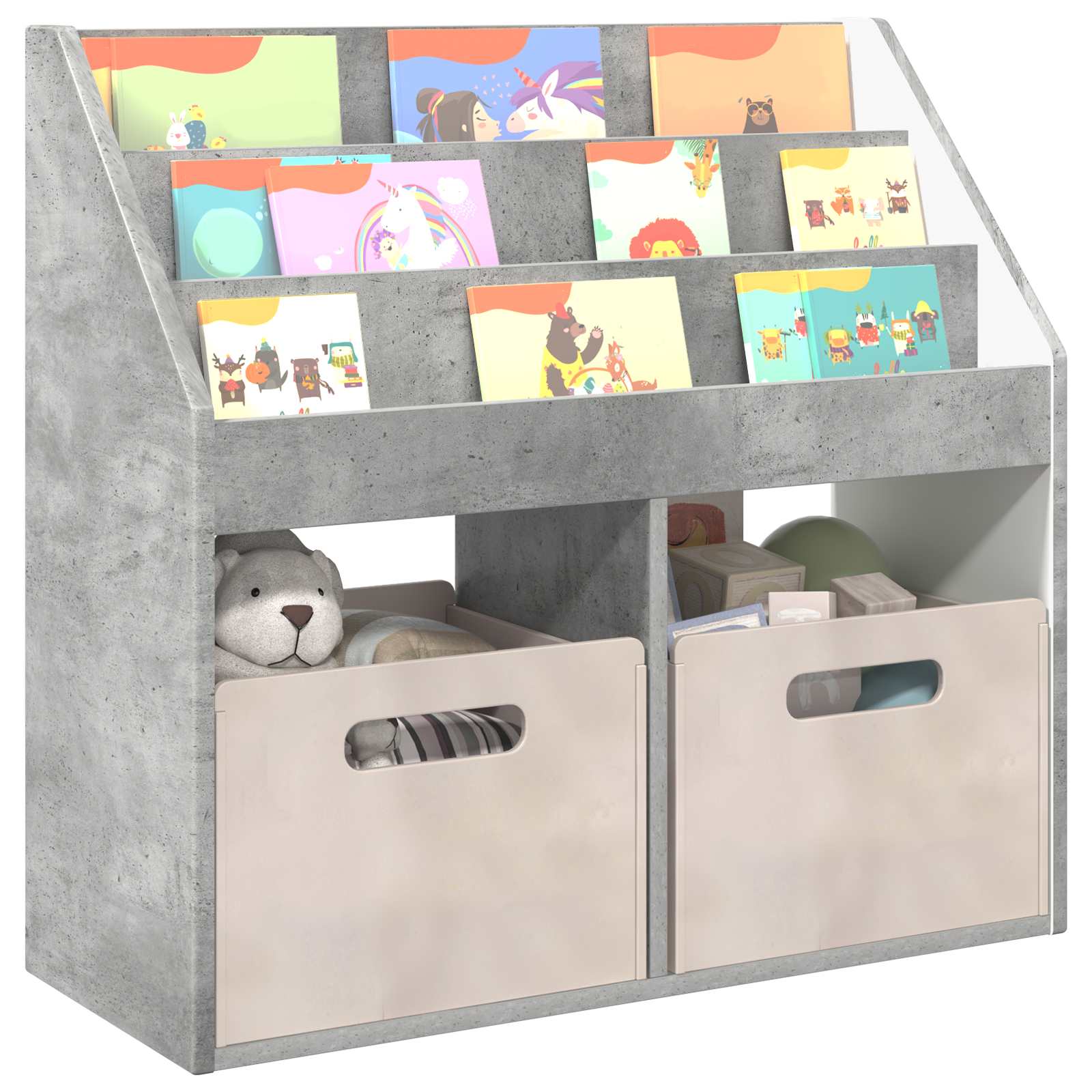 Bibliothèque pour enfants Gris béton 72,5 x 29,5 x 69 cm - XIOS