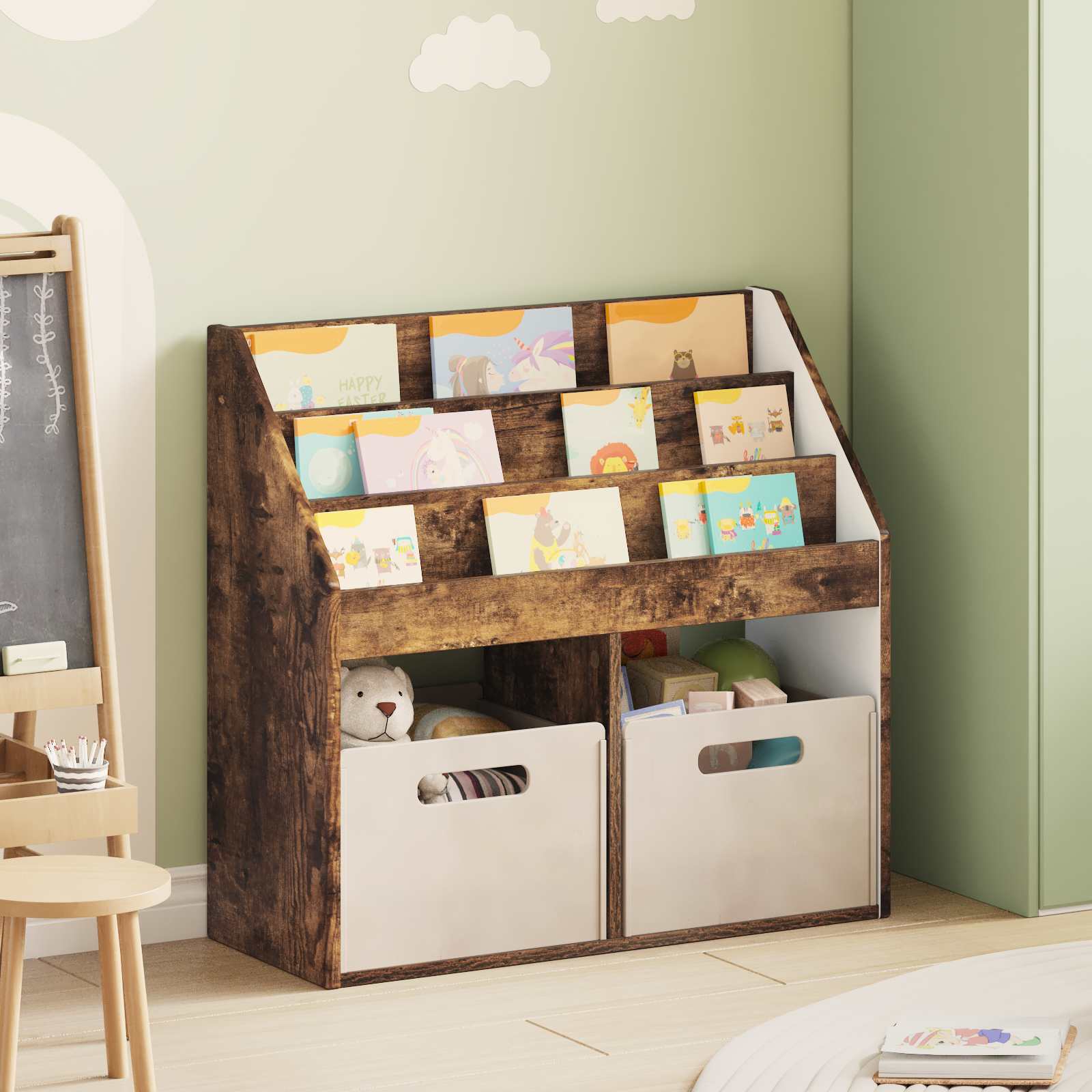 Bibliothèque pour enfants Chêne fumé 72,5 x 29,5 x 69 cm - XIOS