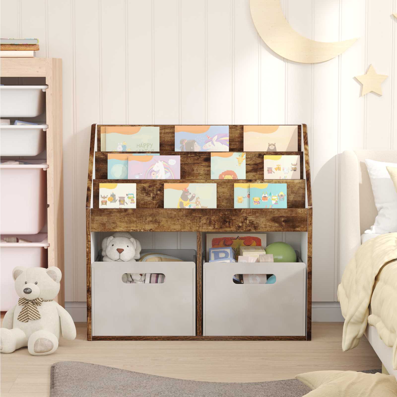 Bibliothèque pour enfants Chêne fumé 72,5 x 29,5 x 69 cm - XIOS