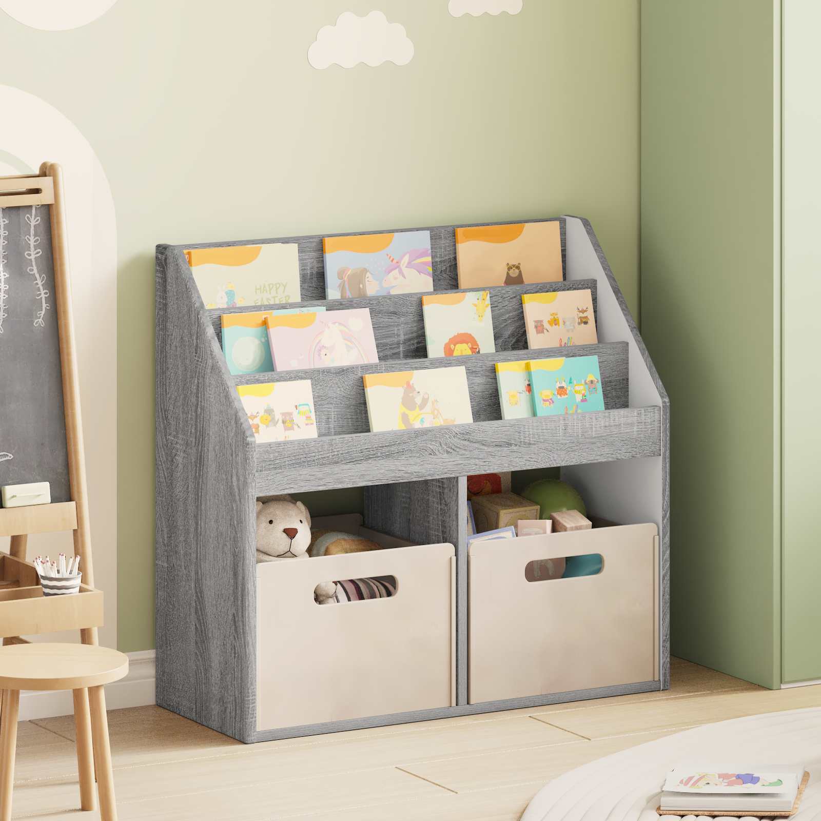Bibliothèque pour enfants Gris Sonoma 72,5 x 29,5 x 69 cm - XIOS