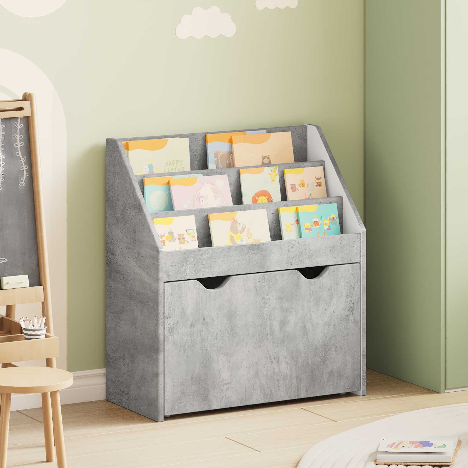 Bibliothèque pour enfants Gris béton 60 x 29,5 x 69 cm - XIOS