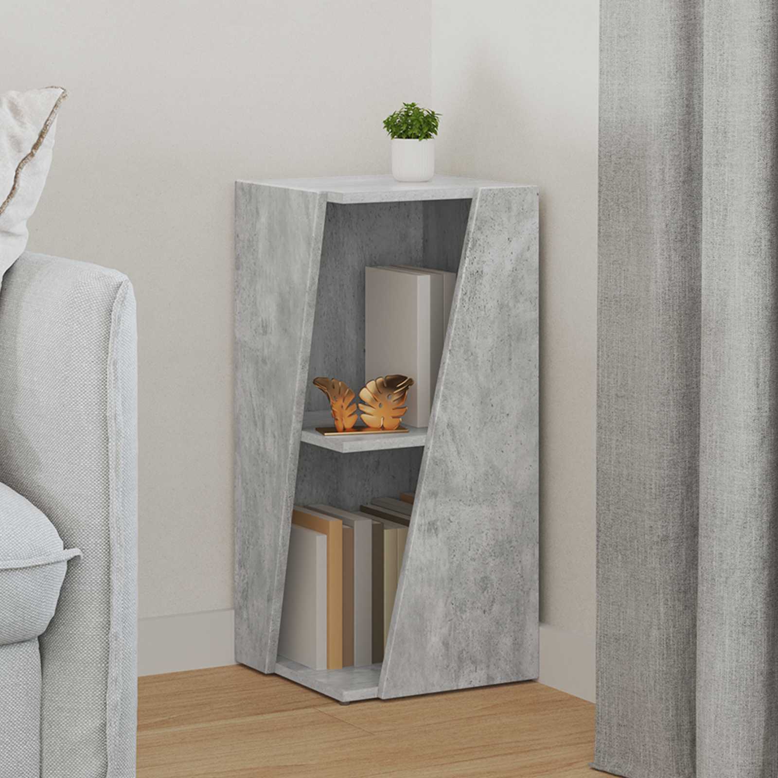 Étagère latérale 33 x 32 x 70,5 cm Bois d'ingénierie Gris béton - XIOS