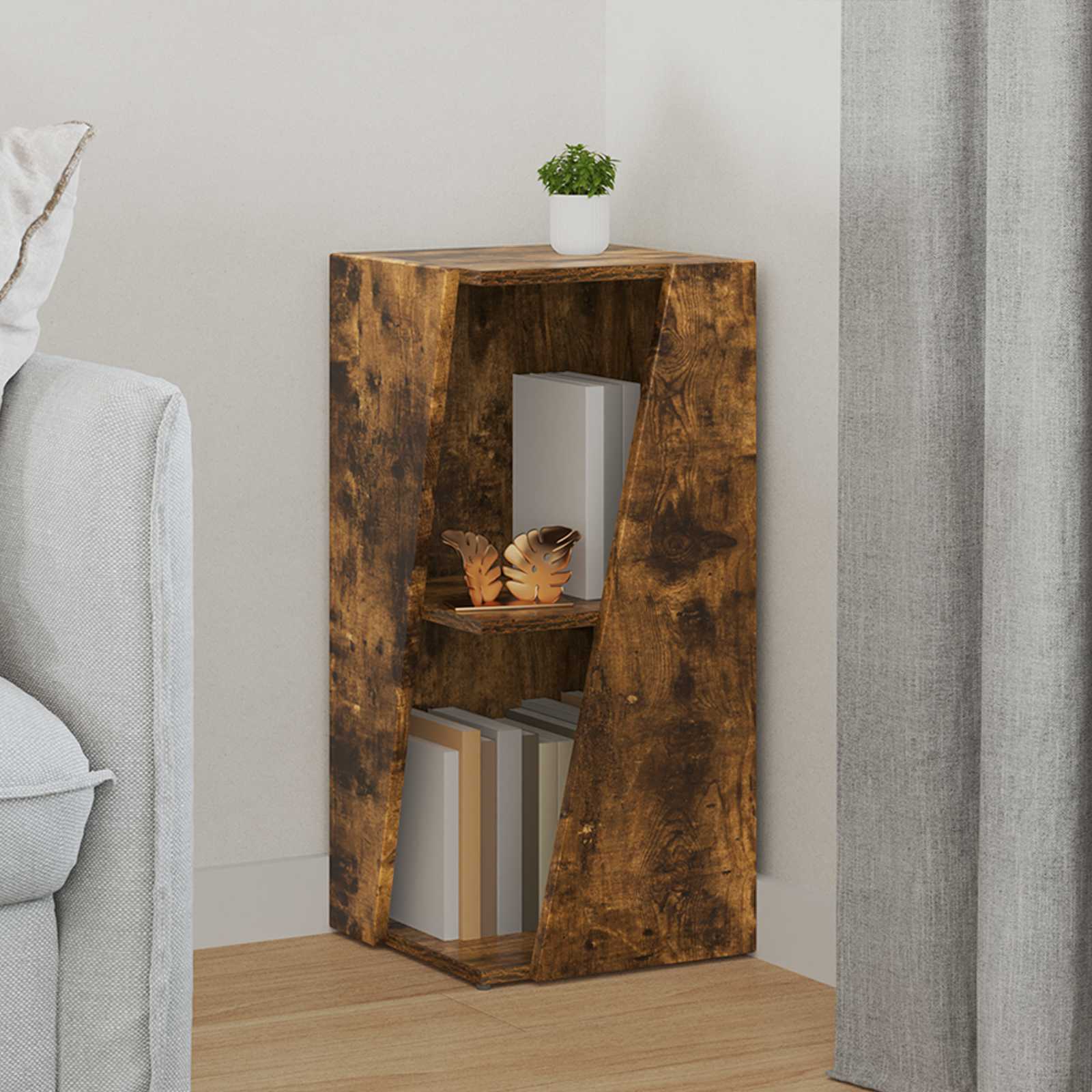 Étagère latérale Chêne fumé 33 x 32 x 70,5 cm Bois d'ingénierie - XIOS