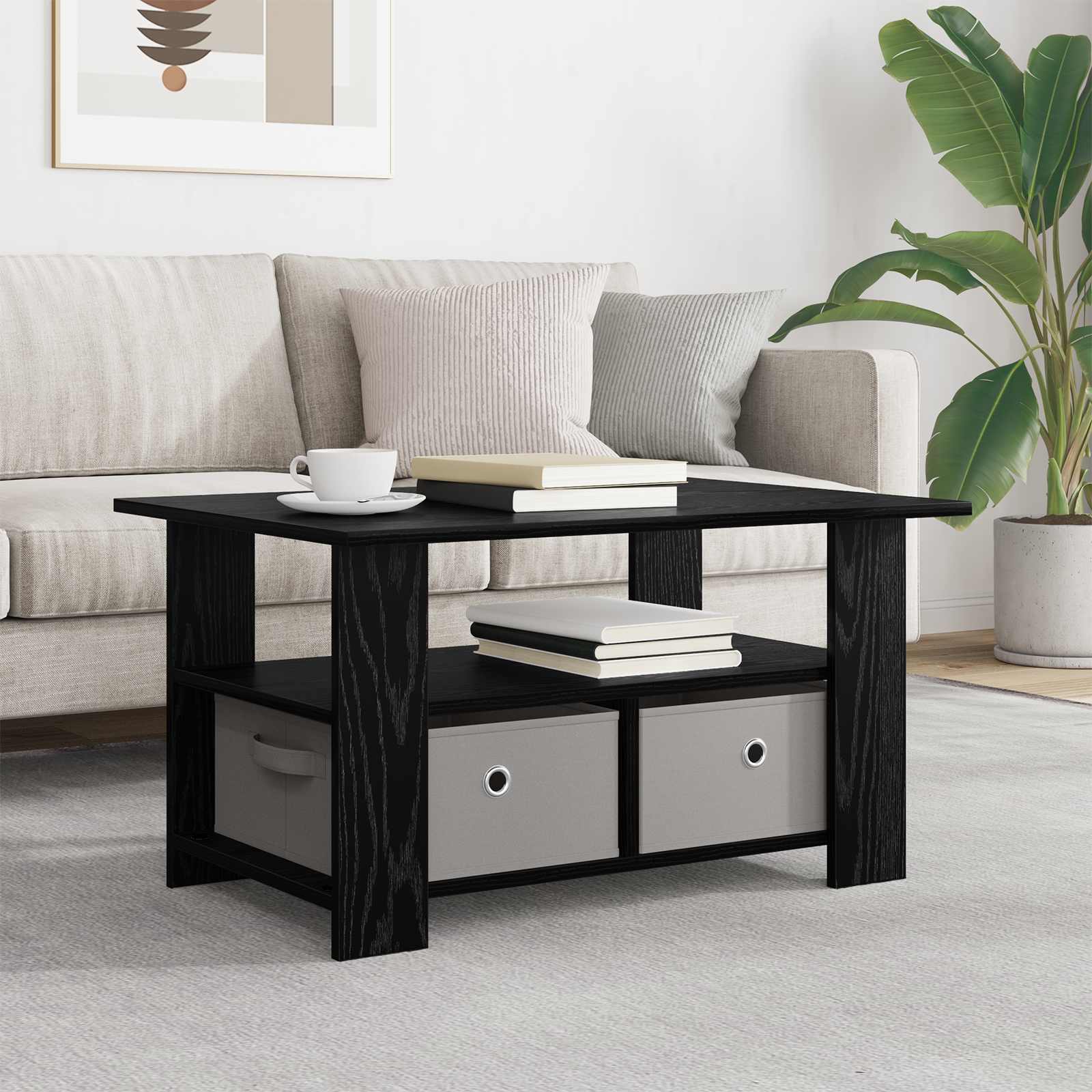 Table basse Chêne noir 77 x 55 x 42 cm Bois d'ingénierie - XIOS