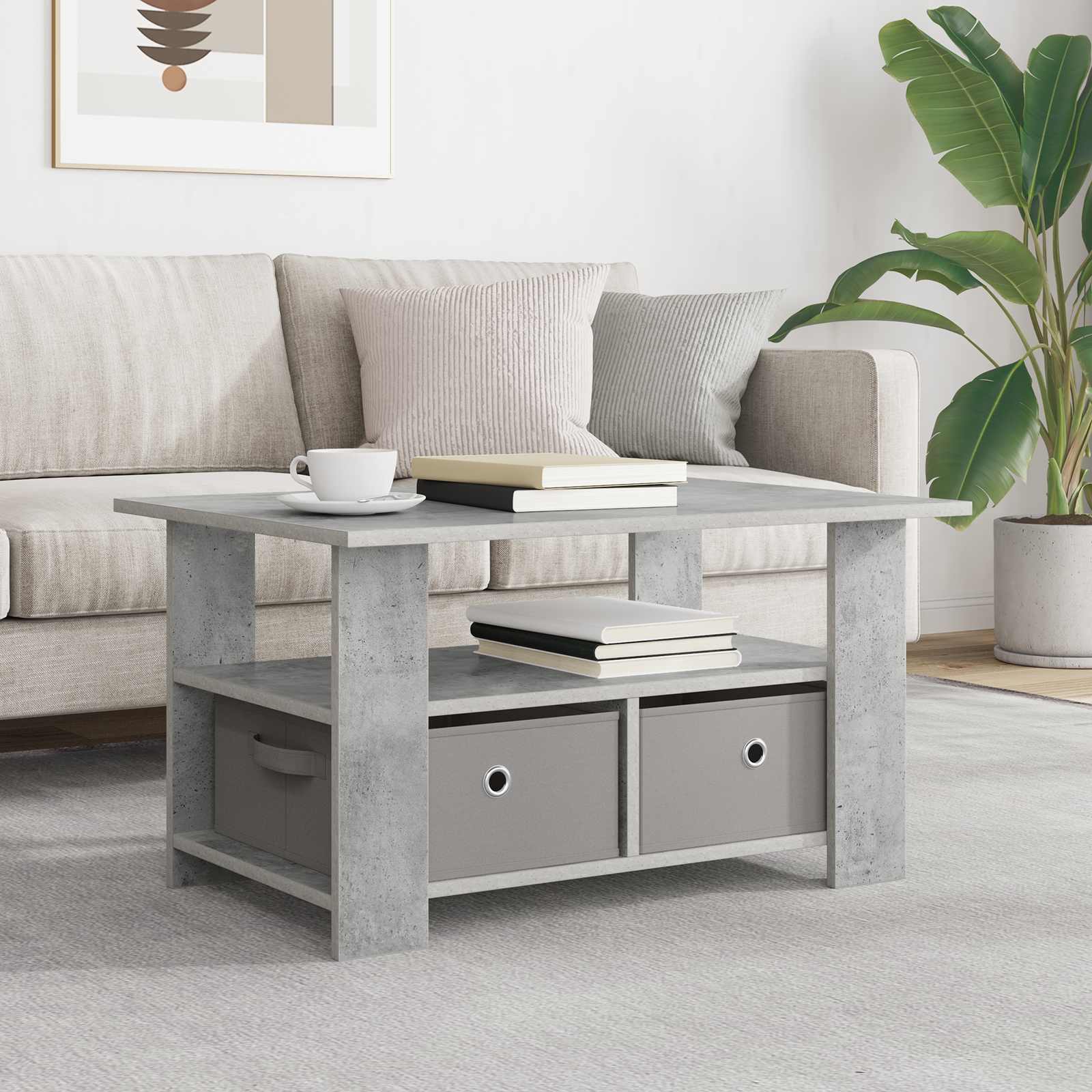 Table basse Gris béton 77 x 55 x 42 cm Bois d'ingénierie - XIOS