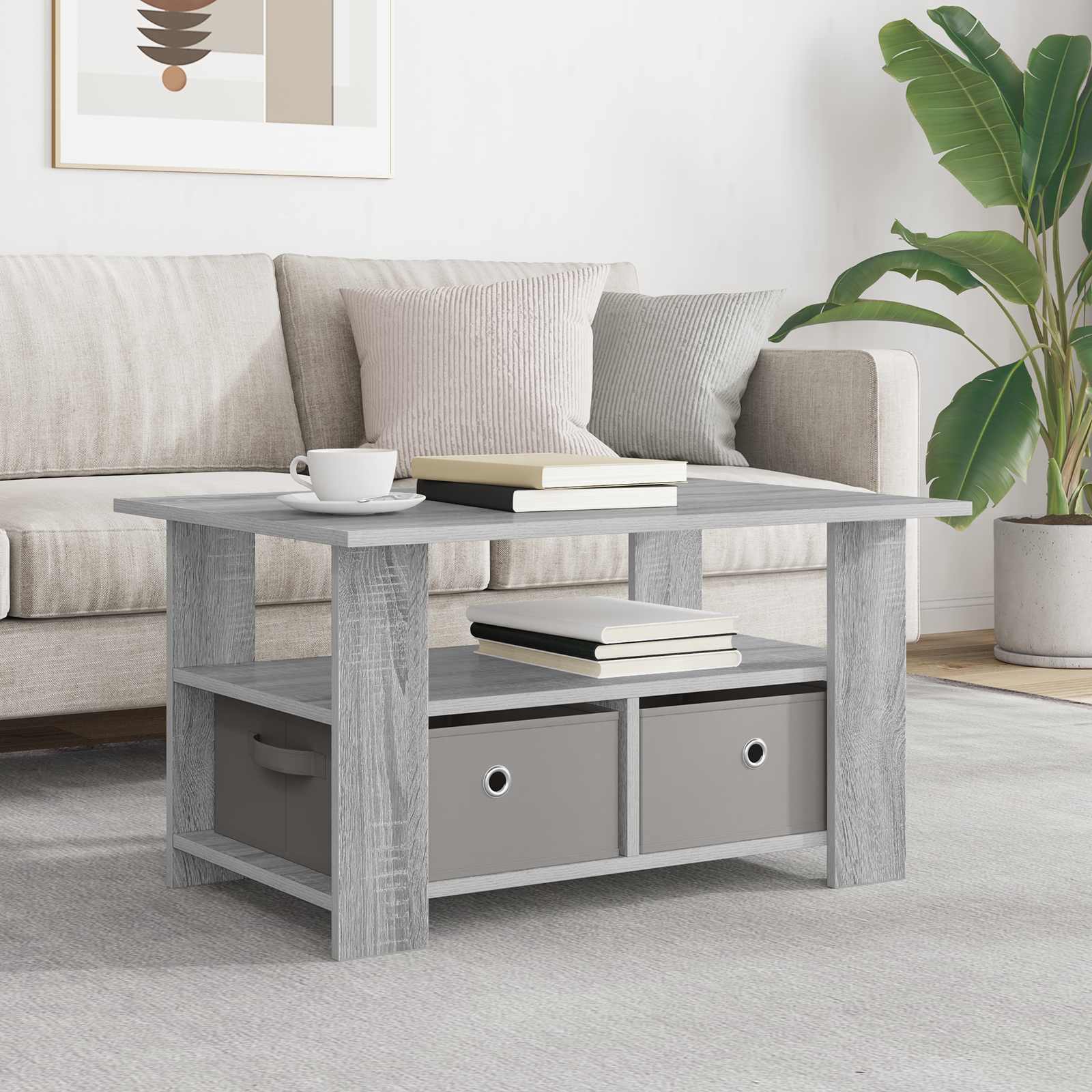 Table basse Gris Sonoma 77 x 55 x 42 cm Bois d'ingénierie - XIOS