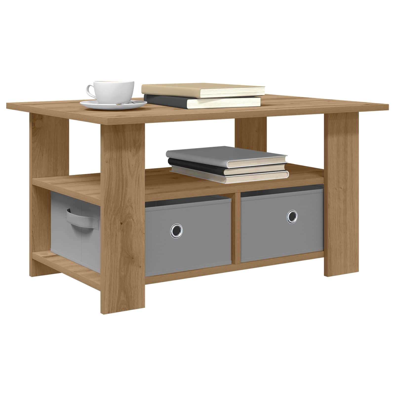 Table basse Chêne artisanal 77 x 55 x 42 cm Bois d'ingénierie - XIOS