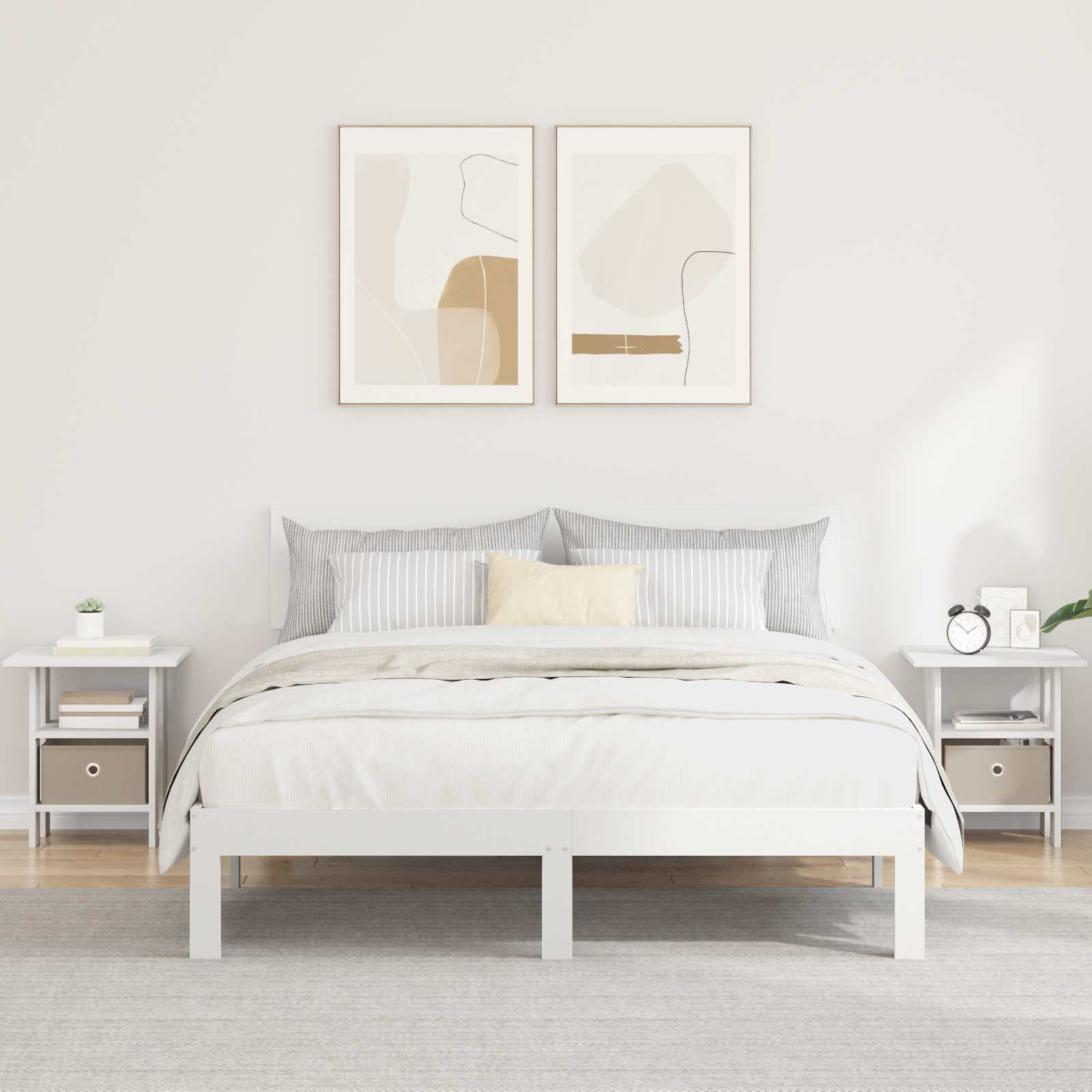 Table de chevet 2 pc Blanc 41 x 40 x 45 cm Bois d'ingénierie - XIOS