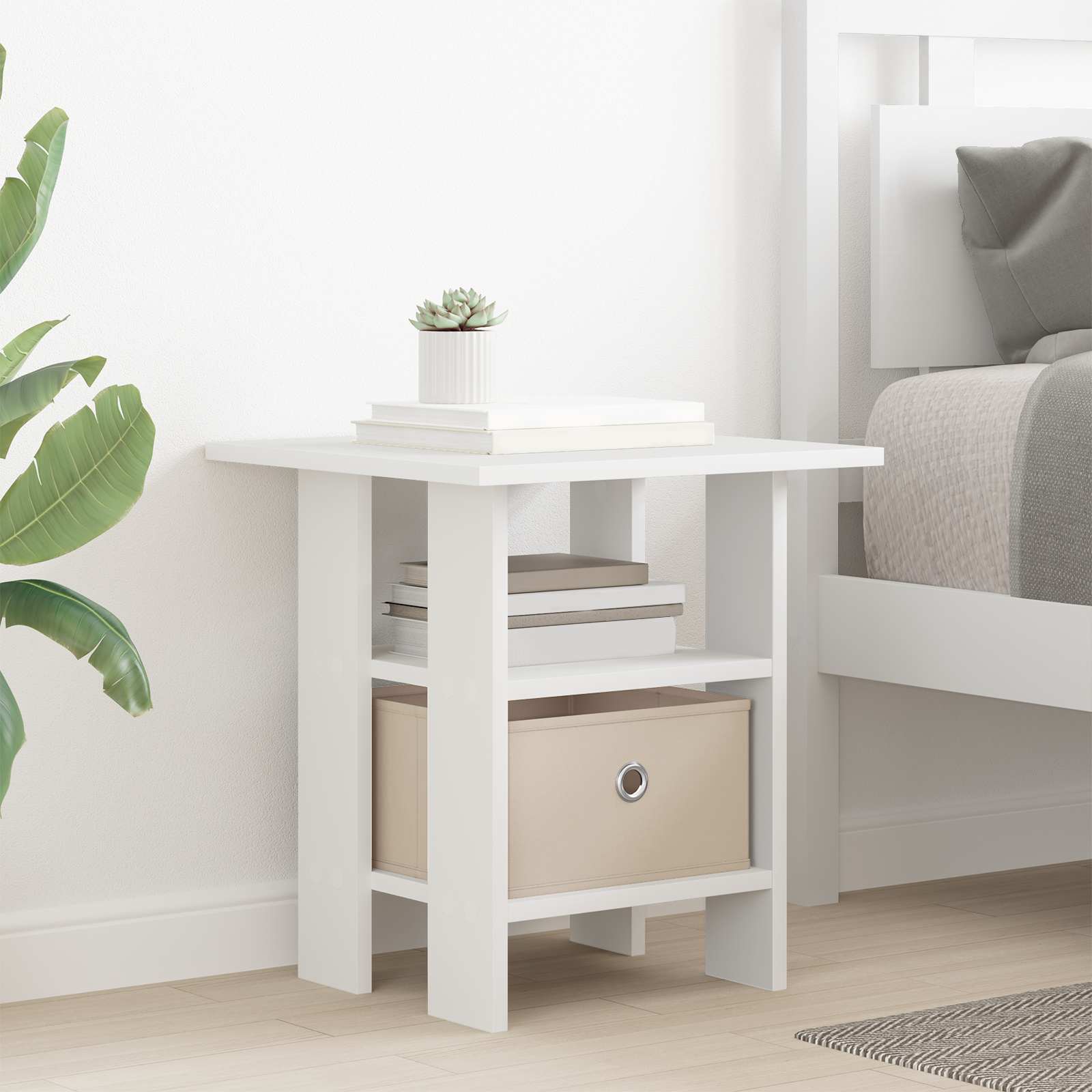 Table de chevet 2 pc Blanc 41 x 40 x 45 cm Bois d'ingénierie - XIOS
