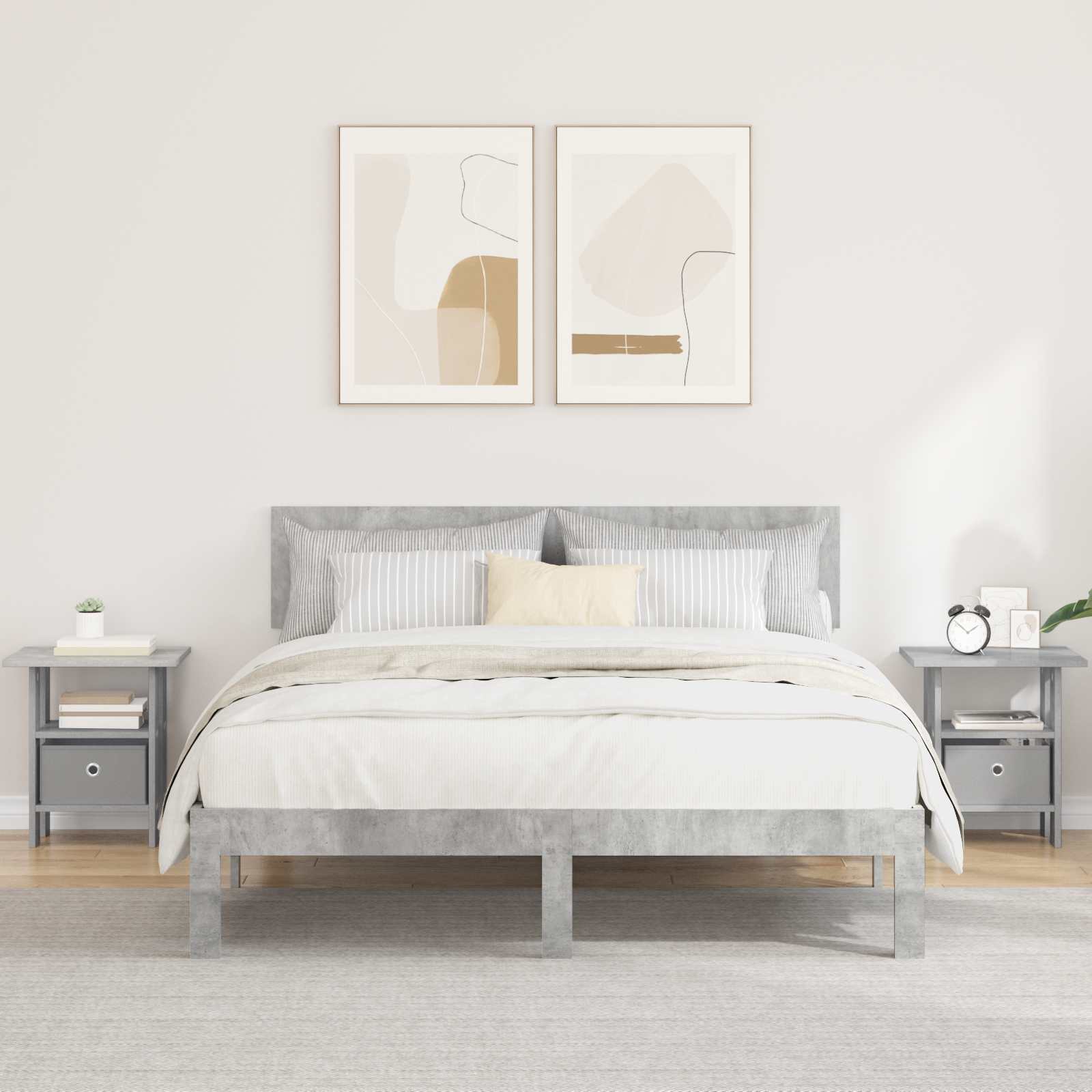 Table de chevet 2 pc Gris béton 41 x 40 x 45 cm - XIOS