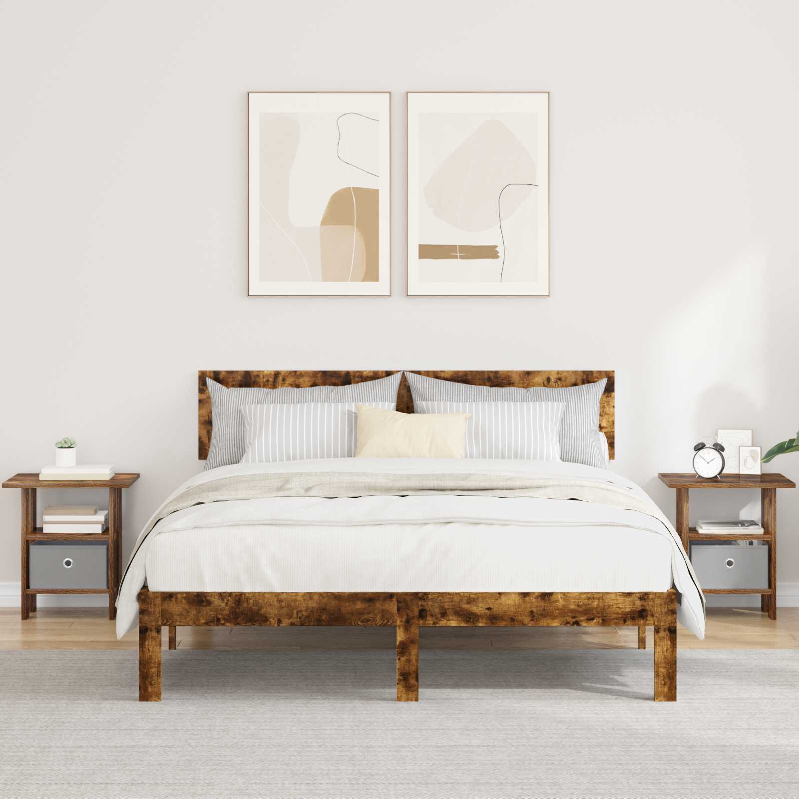 Table de chevet 2 pc Chêne fumé 41 x 40 x 45 cm - XIOS
