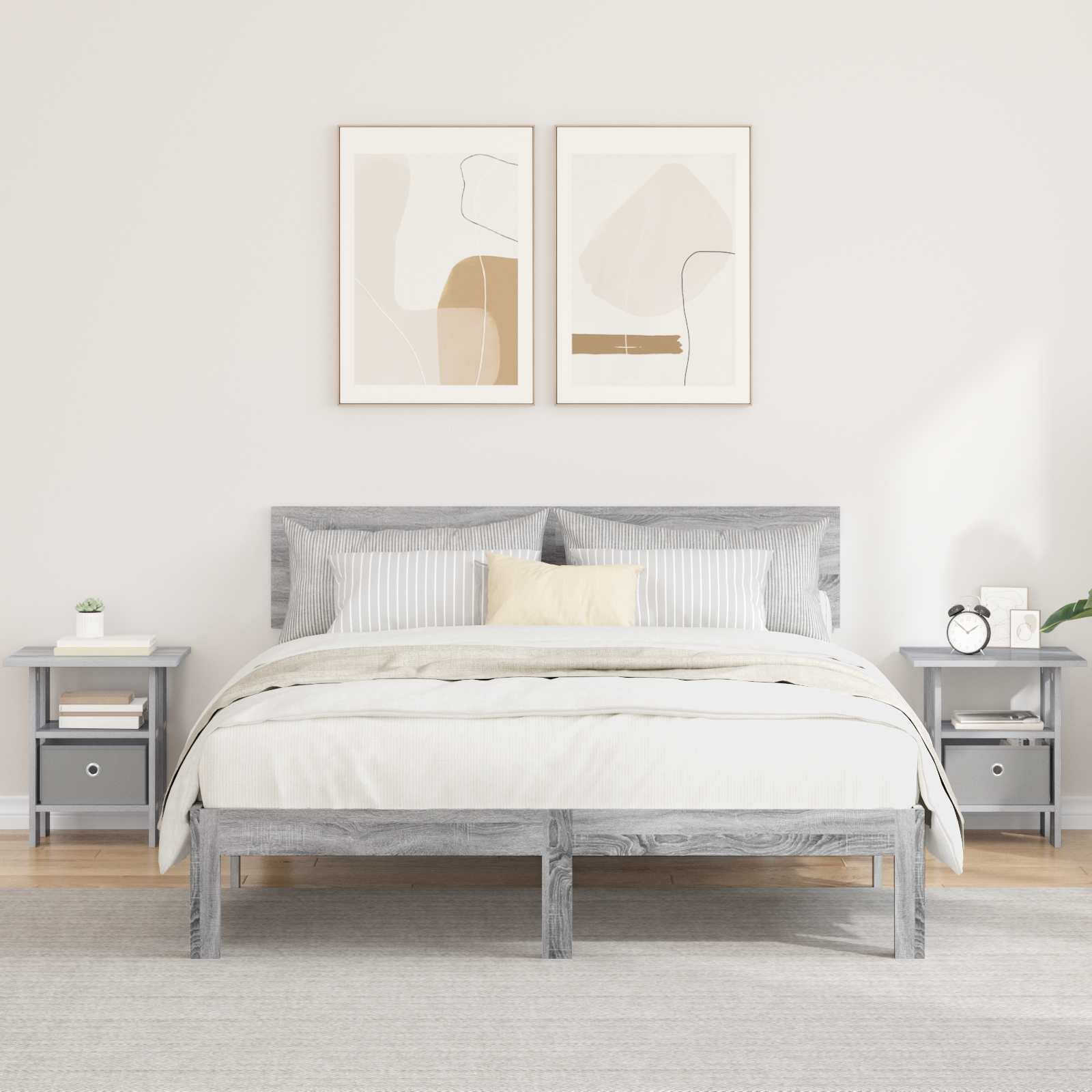 Table de chevet 2 pc Gris Sonoma 41 x 40 x 45 cm - XIOS