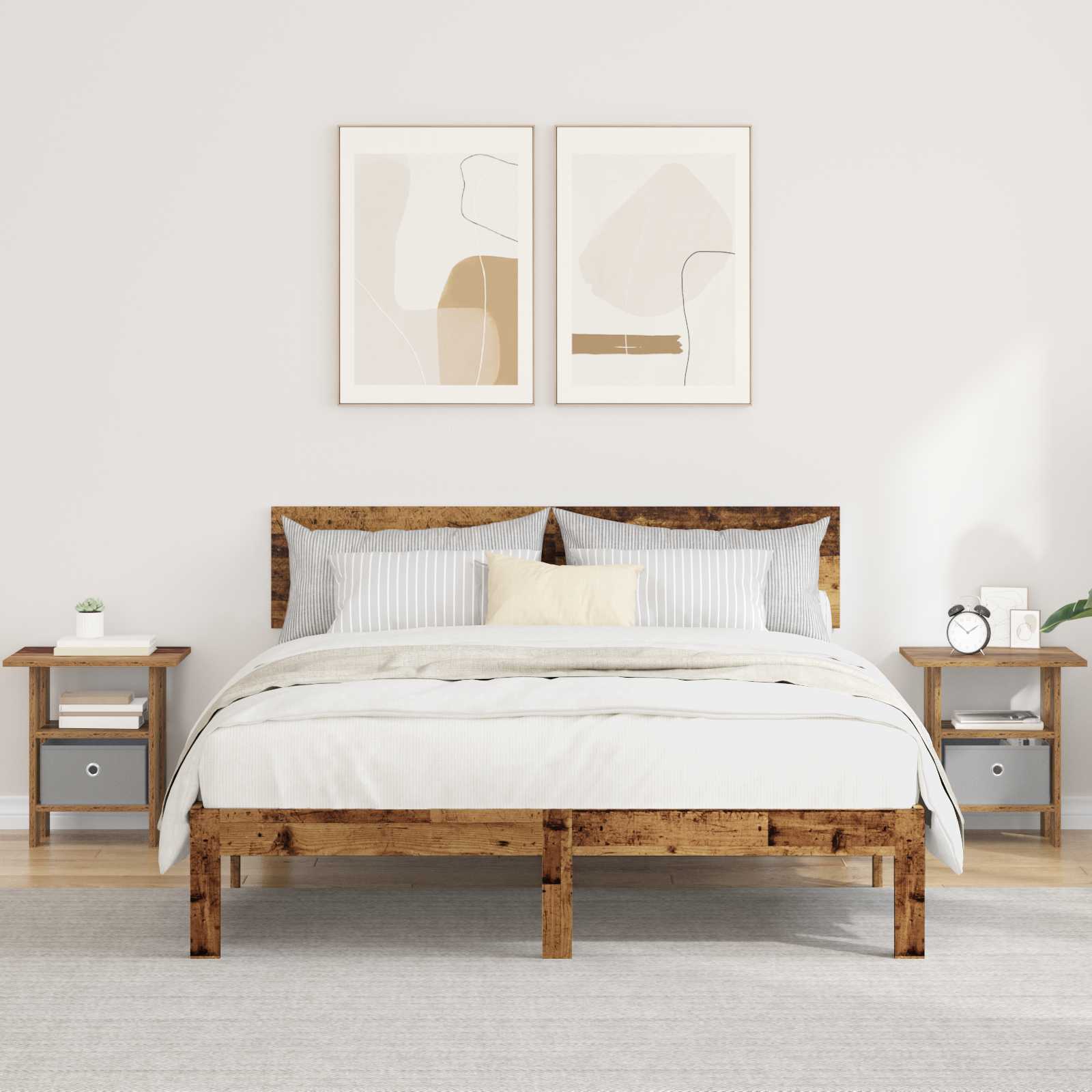 Table de chevet 2 pc Bois ancien 41 x 40 x 45 cm - XIOS