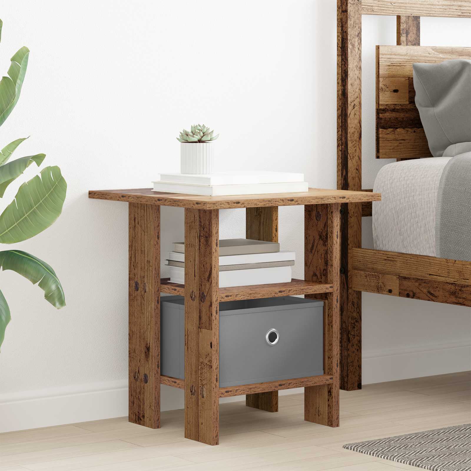 Table de chevet 2 pc Bois ancien 41 x 40 x 45 cm - XIOS