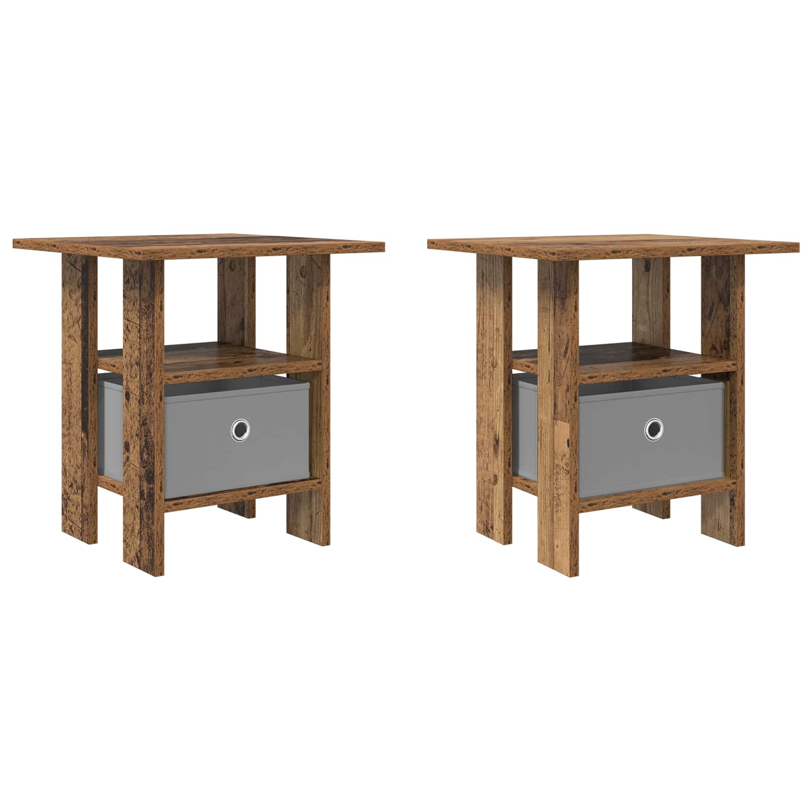 Table de chevet 2 pc Bois ancien 41 x 40 x 45 cm - XIOS