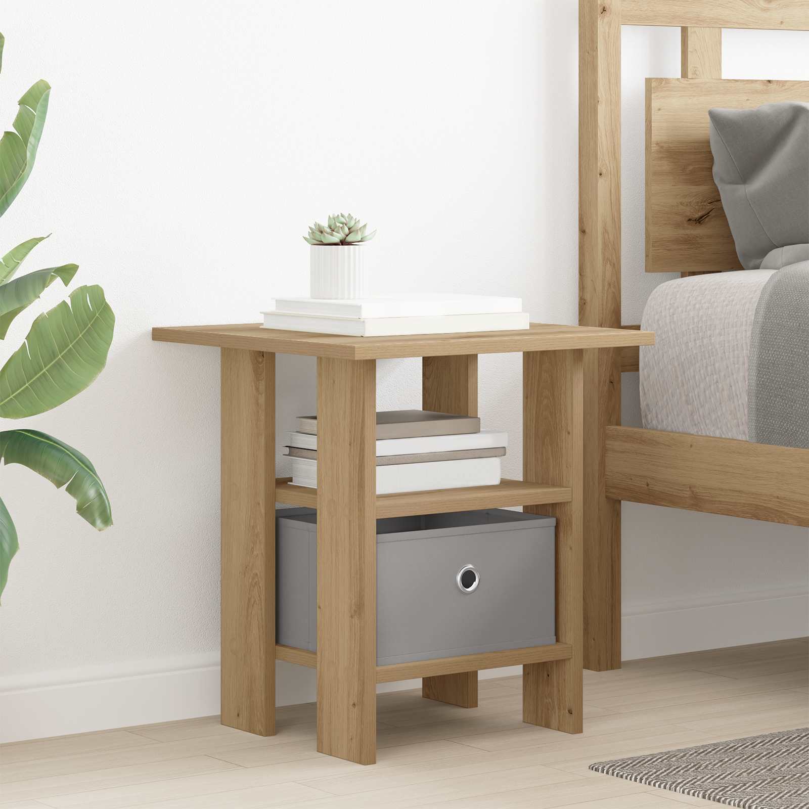 Table de chevet 2 pc Chêne artisanal 41 x 40 x 45 cm - XIOS