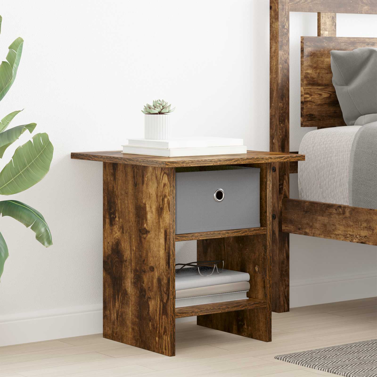 Table de chevet avec tiroir 2 pcs Chêne fumé 41 x 40 x 45 cm - XIOS