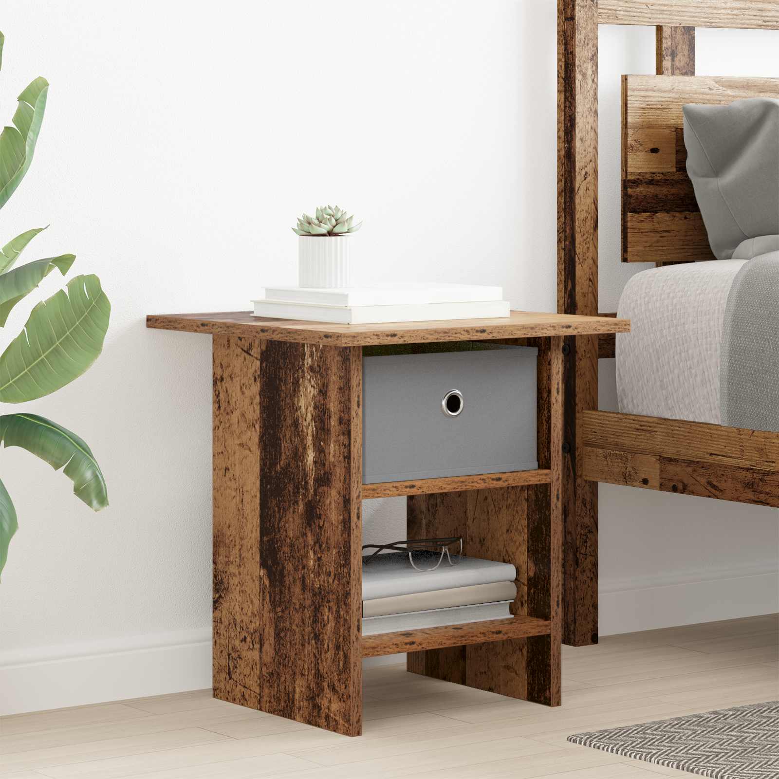 Table de chevet avec tiroir 2 pcs Bois ancien 41 x 40 x 45 cm - XIOS
