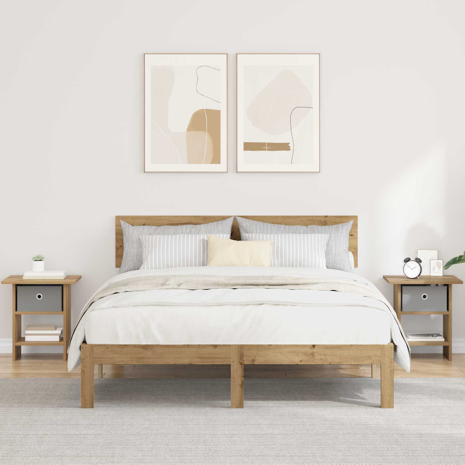 Table de chevet 2 pc Chêne artisanal 41 x 40 x 45 cm - XIOS