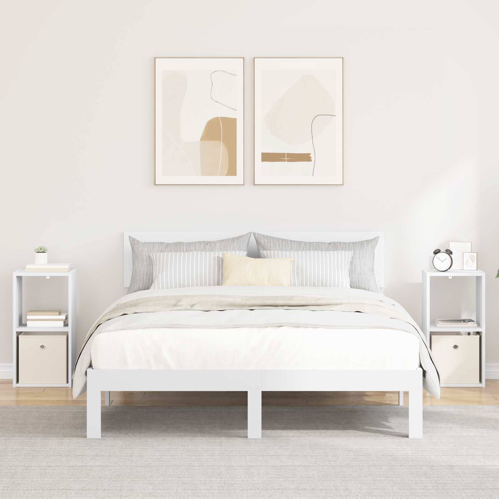 Table de chevet avec tiroir 2 pcs Blanc 30,5 x 27 x 59,5 cm - XIOS
