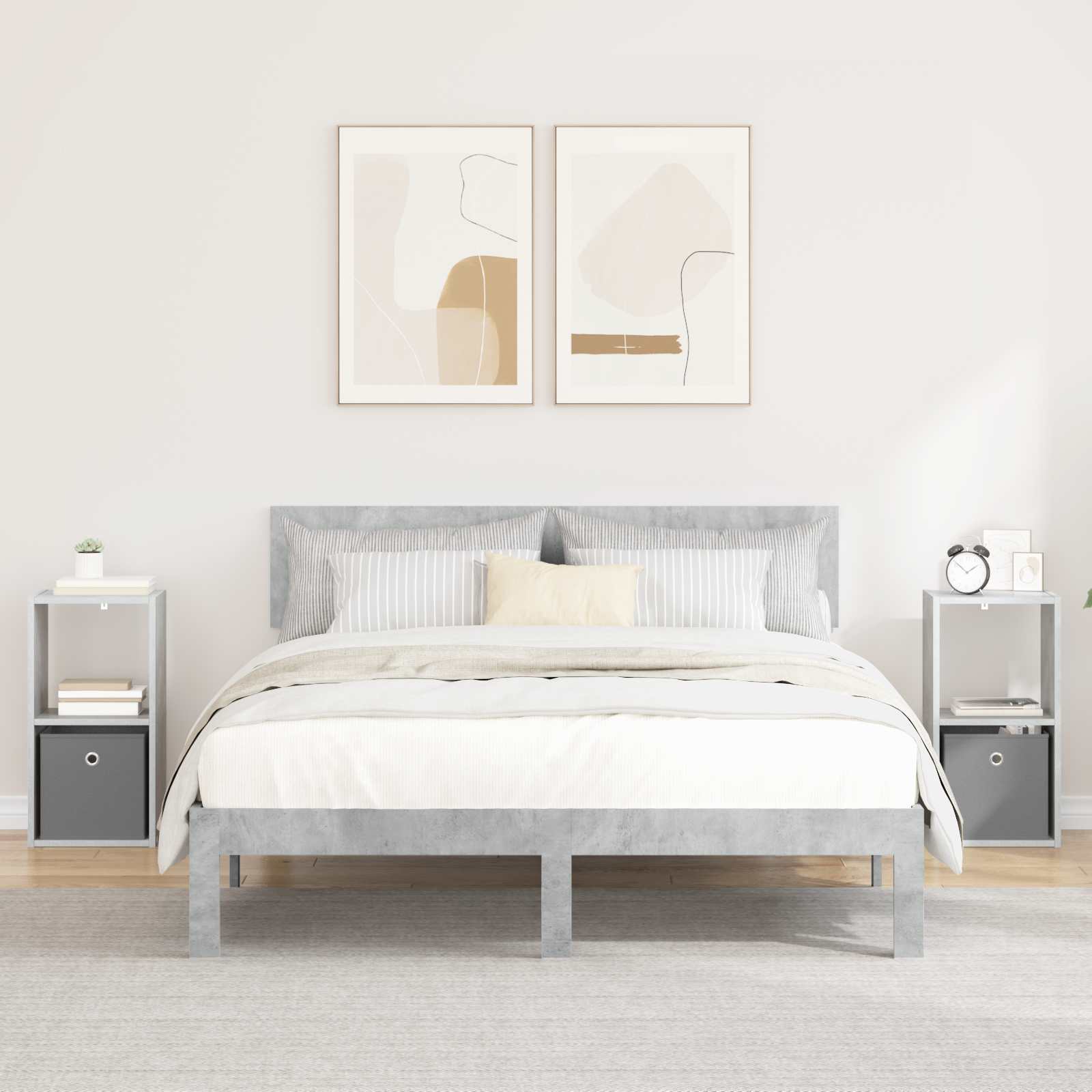 Table de chevet 2 pc Gris béton 30,5 x 27 x 59,5 cm - XIOS