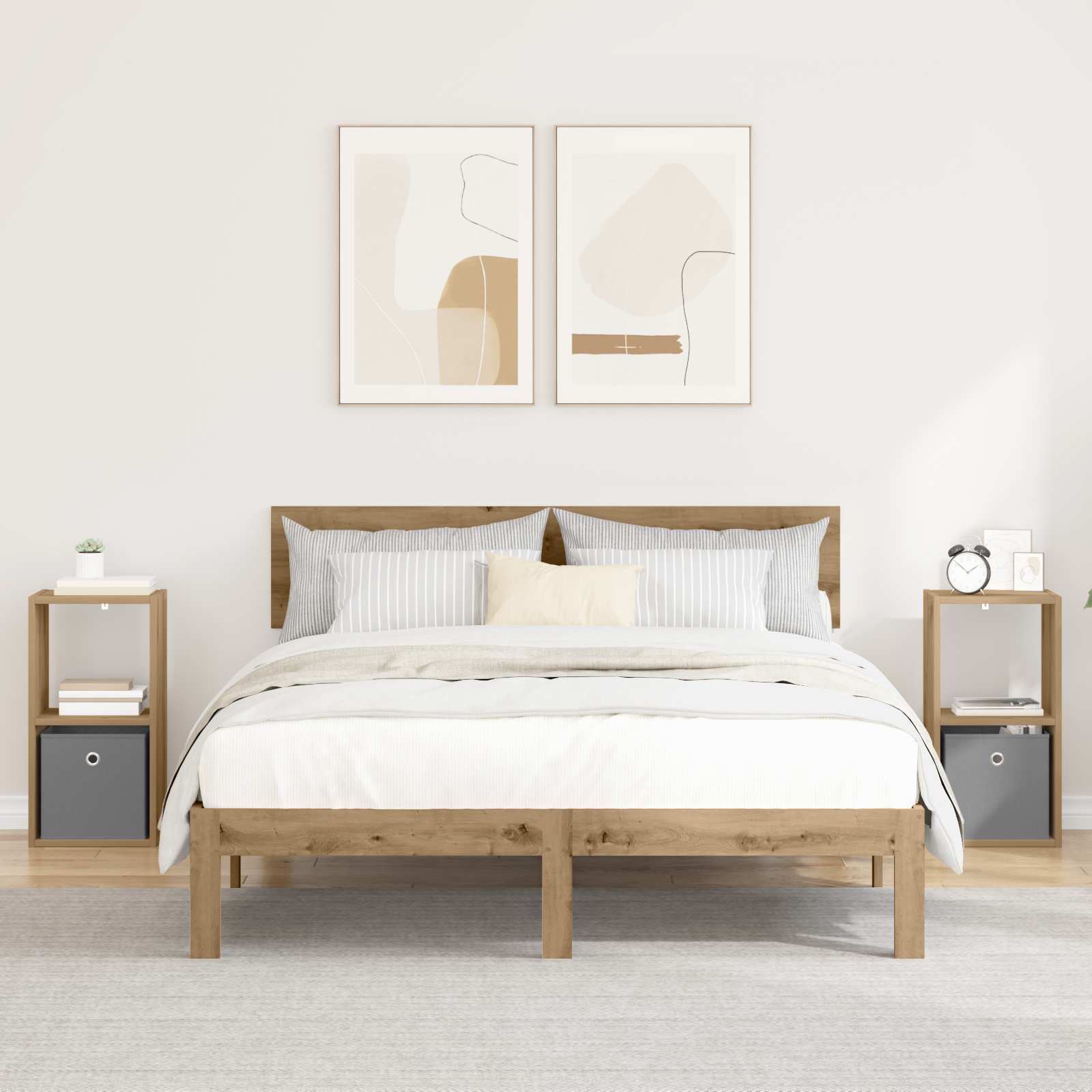 Table de chevet 2 pc Chêne artisanal 30,5 x 27 x 59,5 cm - XIOS