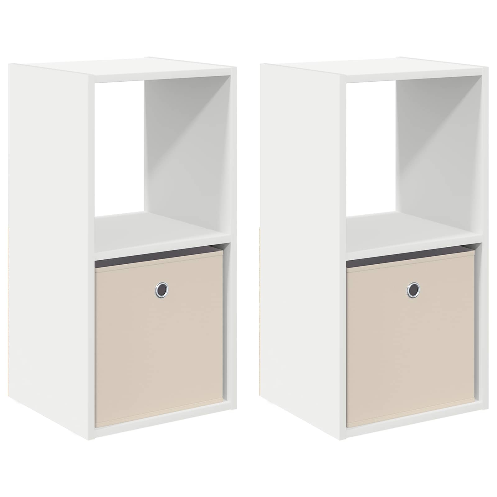 Table de chevet 2 pcs Blanc 35 x 32 x 68,5 cm Bois d'ingénierie - XIOS
