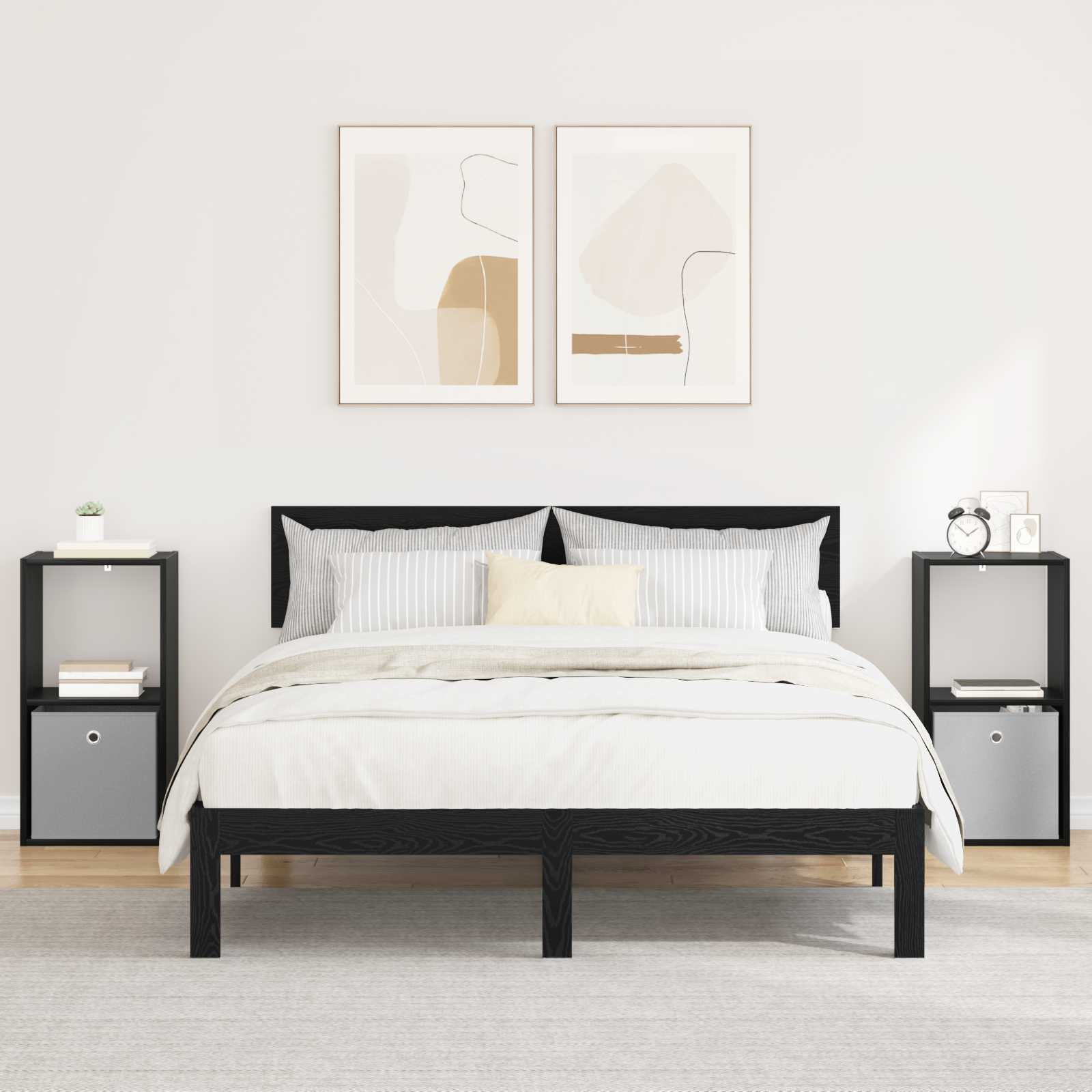 Table de chevet 2 pc Chêne noir 35 x 32 x 68,5 cm - XIOS
