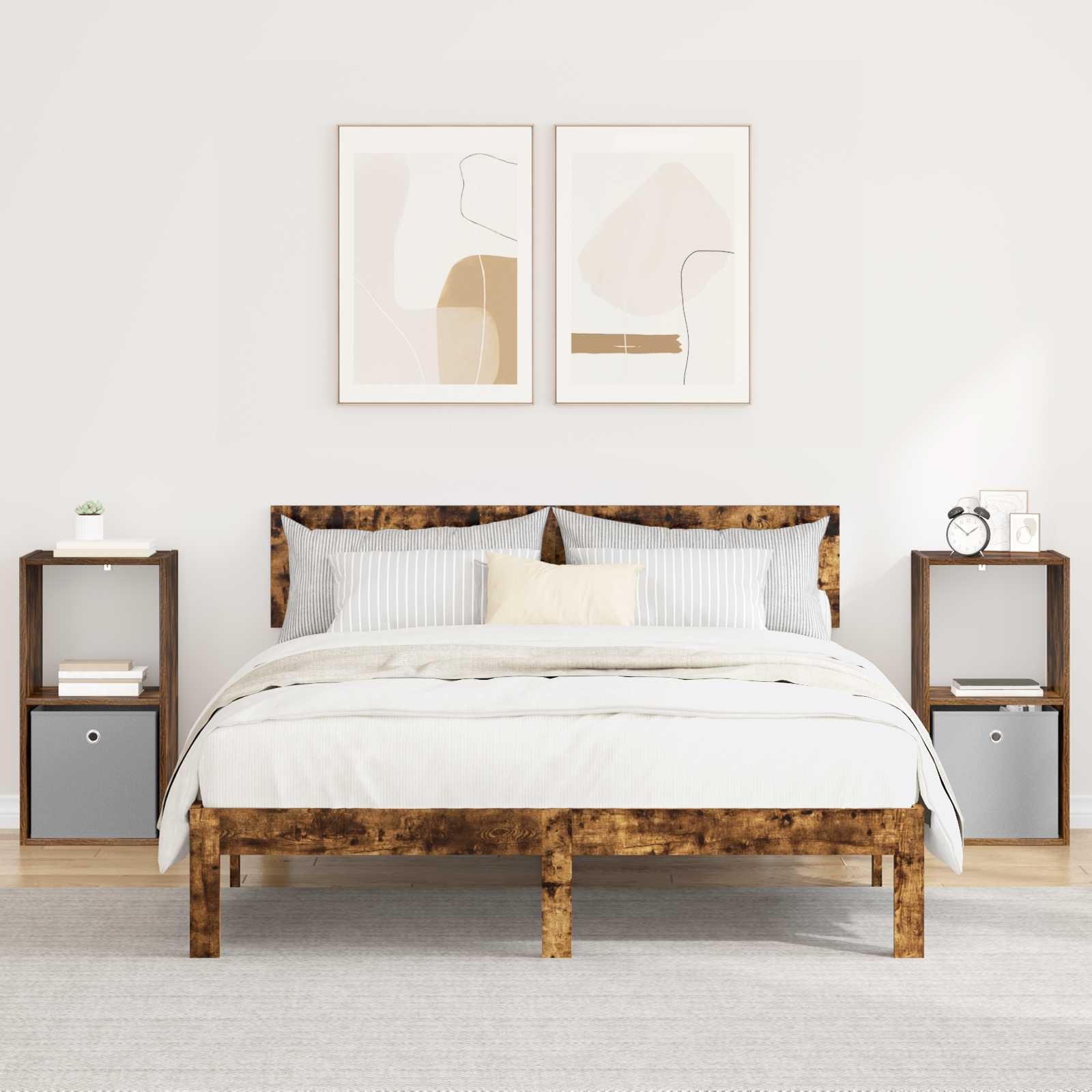 Table de chevet avec tiroir 2 pcs Chêne fumé 35 x 32 x 68,5 cm - XIOS