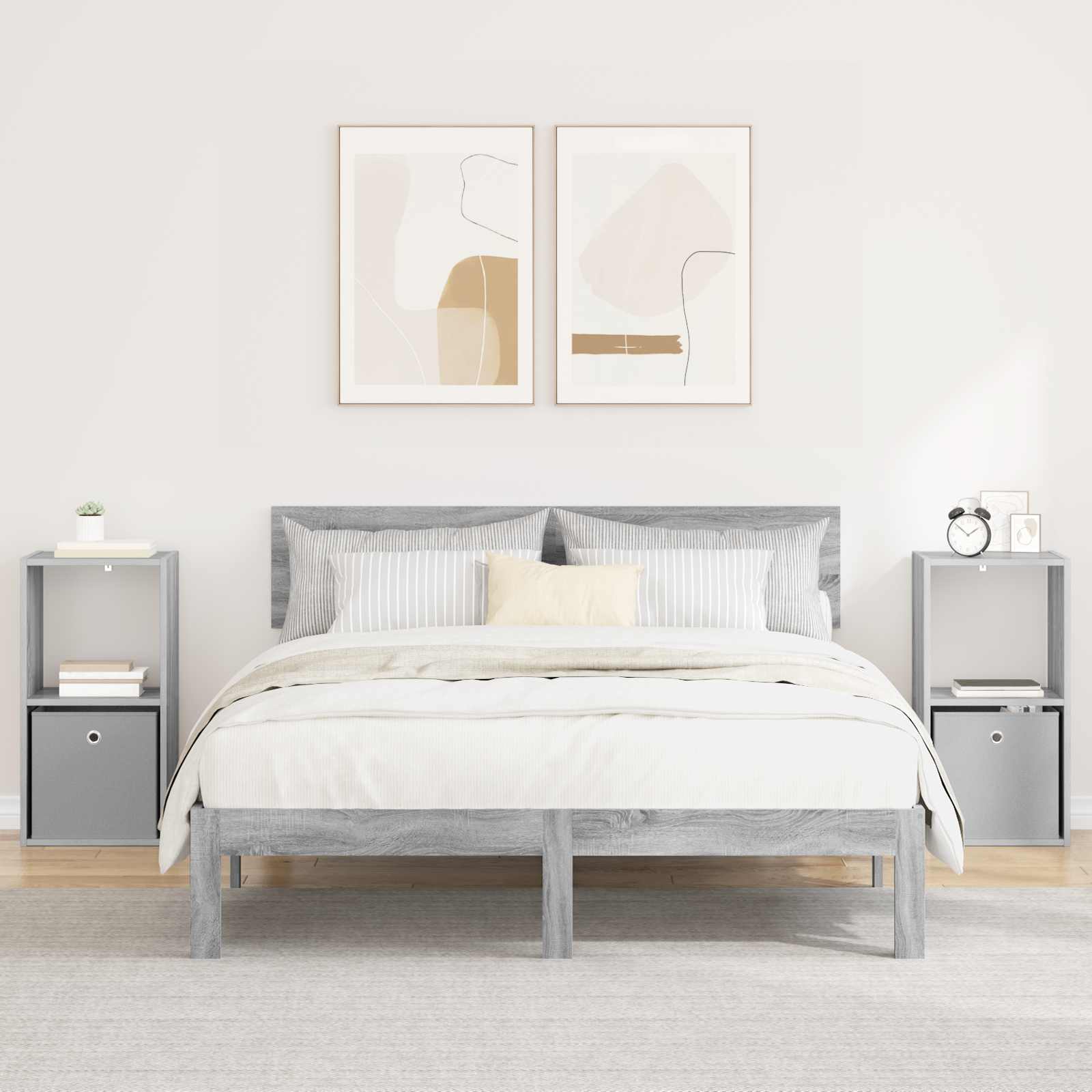 Table de chevet avec tiroir 2 pcs Gris Sonoma 35 x 32 x 68,5 cm - XIOS