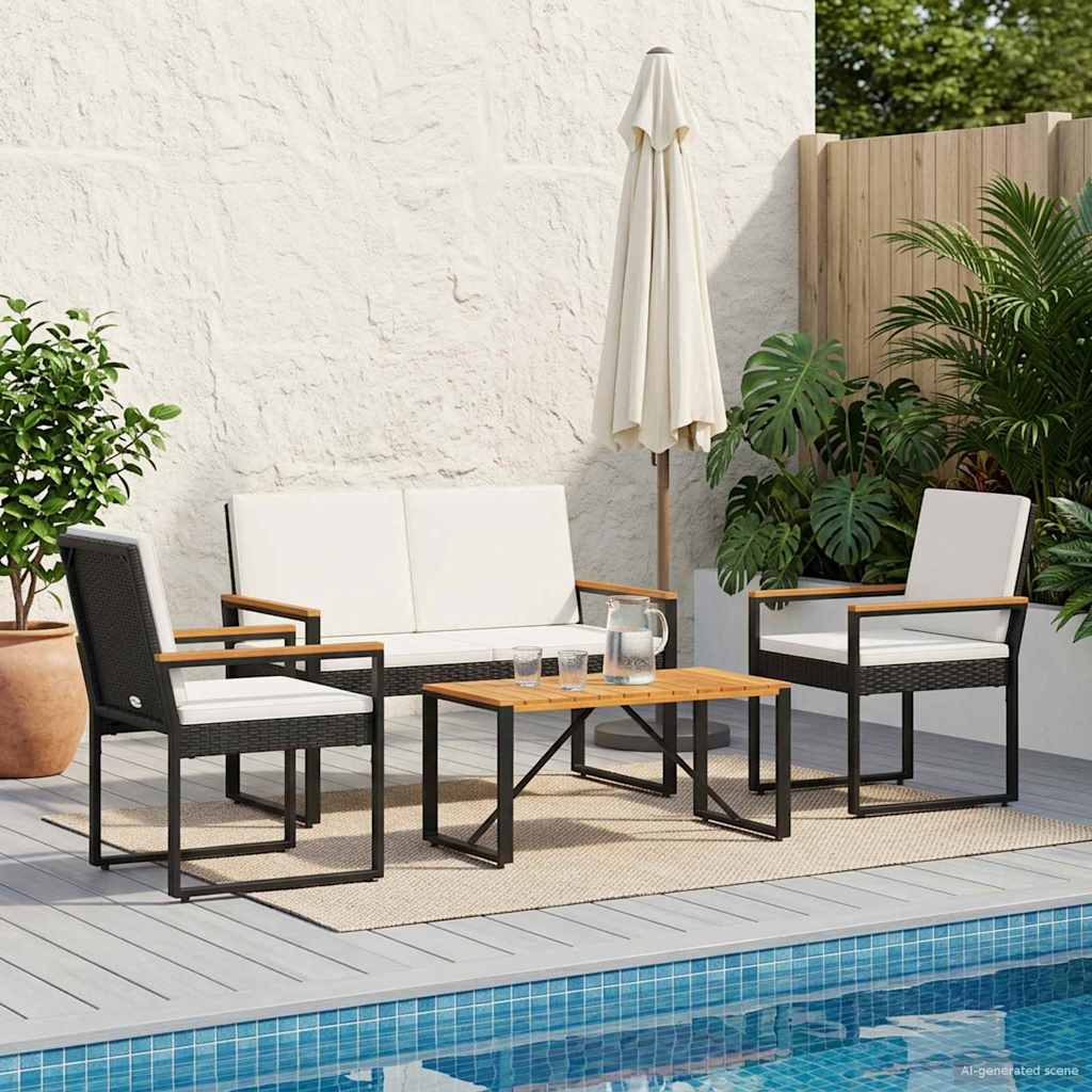 Ensemble de meubles d'extérieur 4 pcs Noir et blanc crème - XIOS