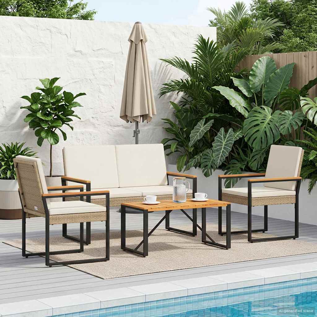 Ensemble de meubles d'extérieur 4 pcs Beige et blanc crème - XIOS
