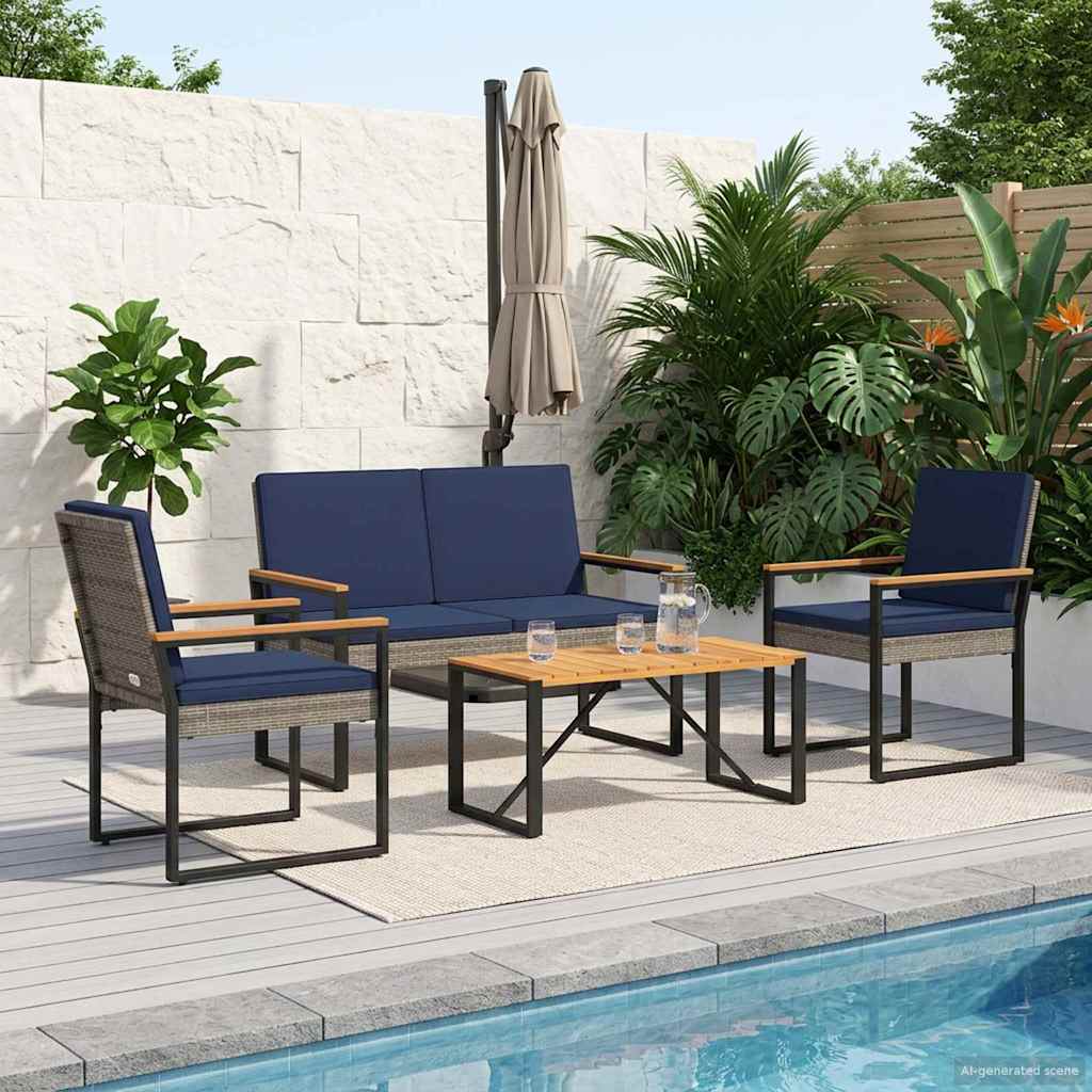 Ensemble de meubles d'extérieur 4 pcs Gris et bleu marine - XIOS