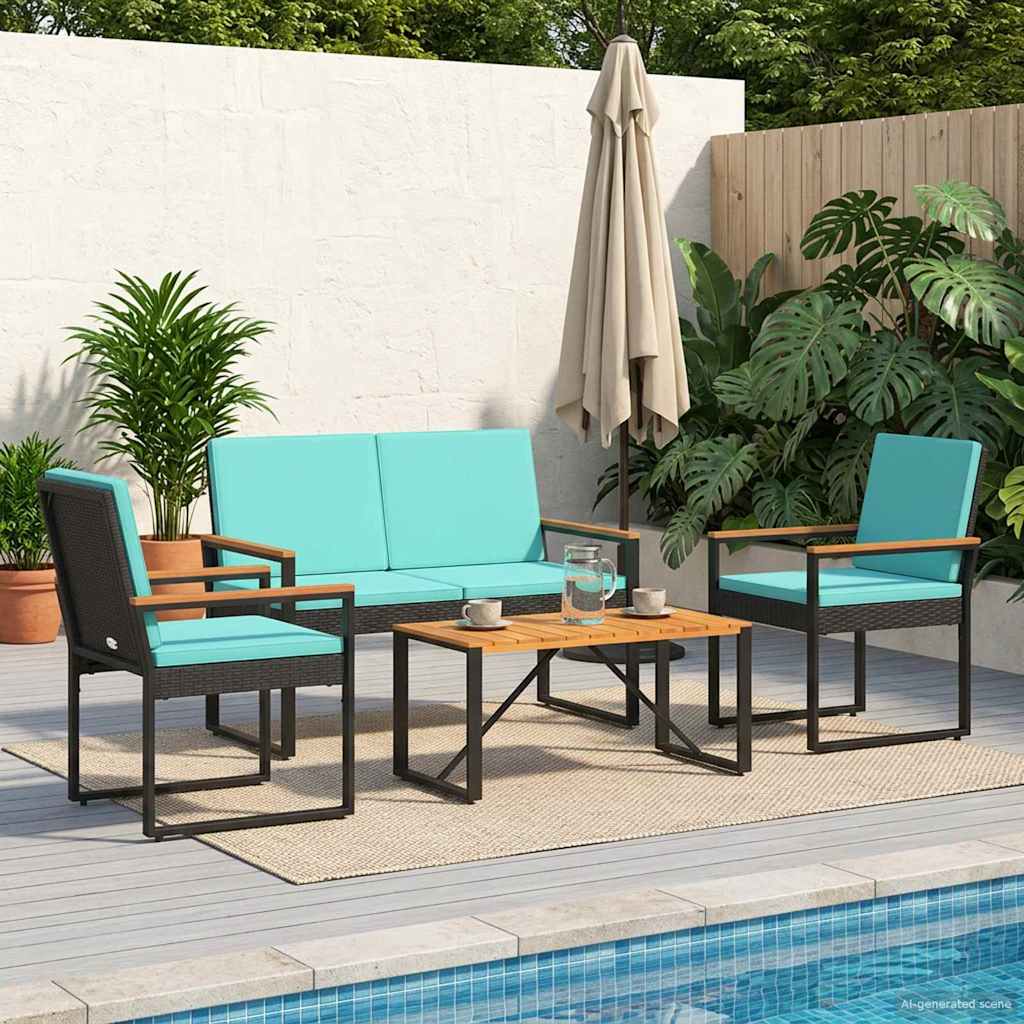 Ensemble de meubles d'extérieur 4 pcs Noir et turquoise - XIOS