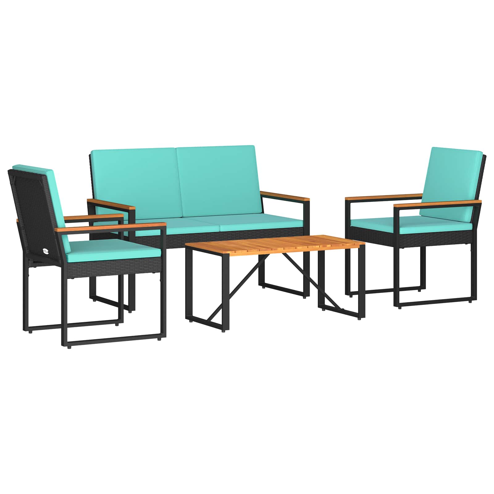 Ensemble de meubles d'extérieur 4 pcs Noir et turquoise - XIOS